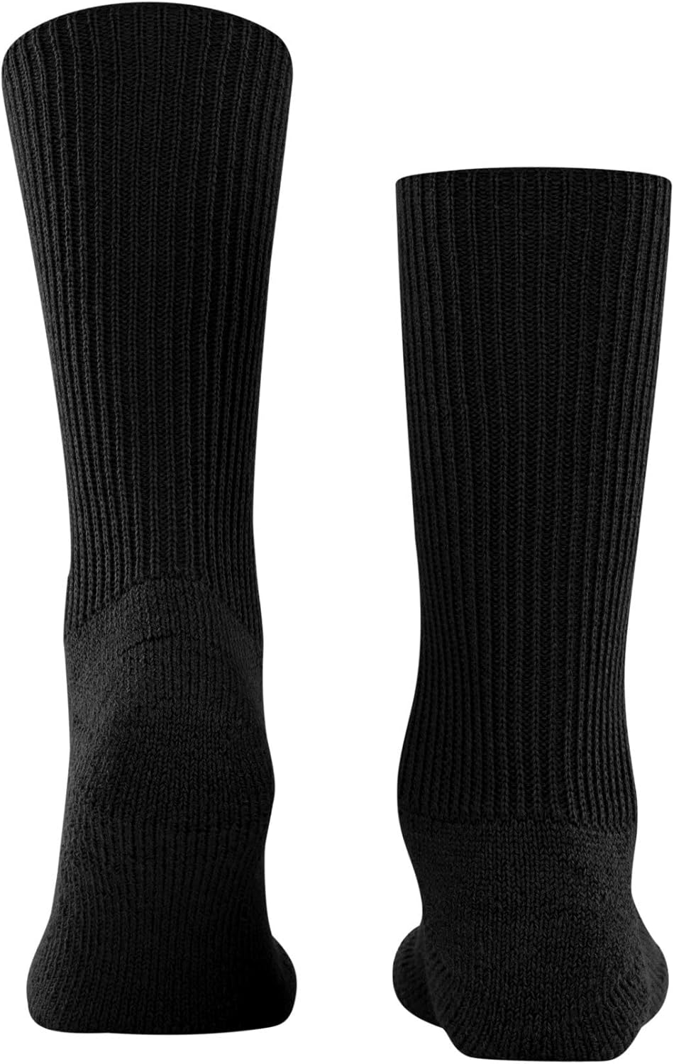 FALKE Unisex Walkie Ergo Socks, Crew Length, Thick Sole, Hiking Sock, Breathable, Moisture-Wicking, Merino Wool, Black (Black 3000), 9-10, 1 Pair