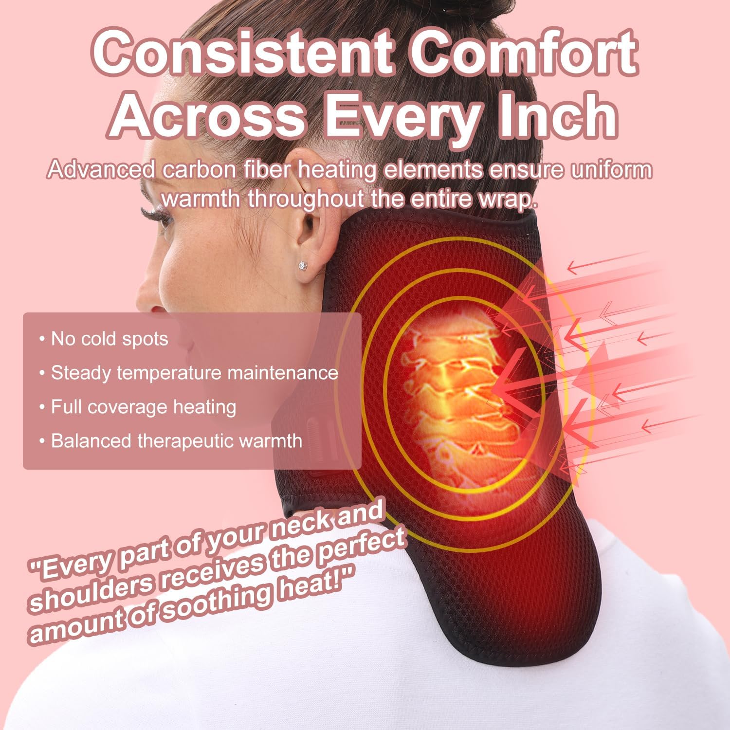 Heating Neck Wrap with Far-Infrared Technology for Neck Pain Relief, 3 Temperature Settings, Fast 30-Second Heat-Up, Carbon Fiber Heating Elements, Ideal for Office Workers, Seniors