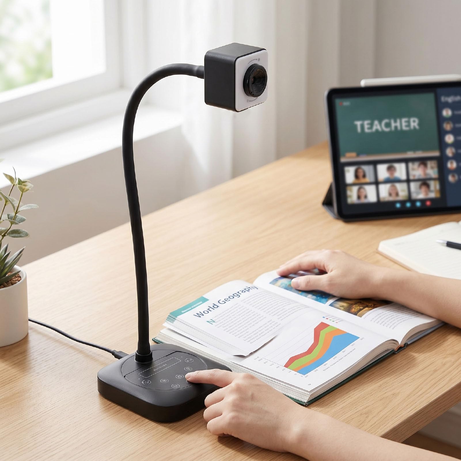 Kamera Dokumentacyjna 4K do Nauczania, Składana Kamera Internetowa USB 8 MP, z Dwoma Mikrofonami z redukcją Szumów, Oświetleniem LED, do Użytku Online, demonstracją