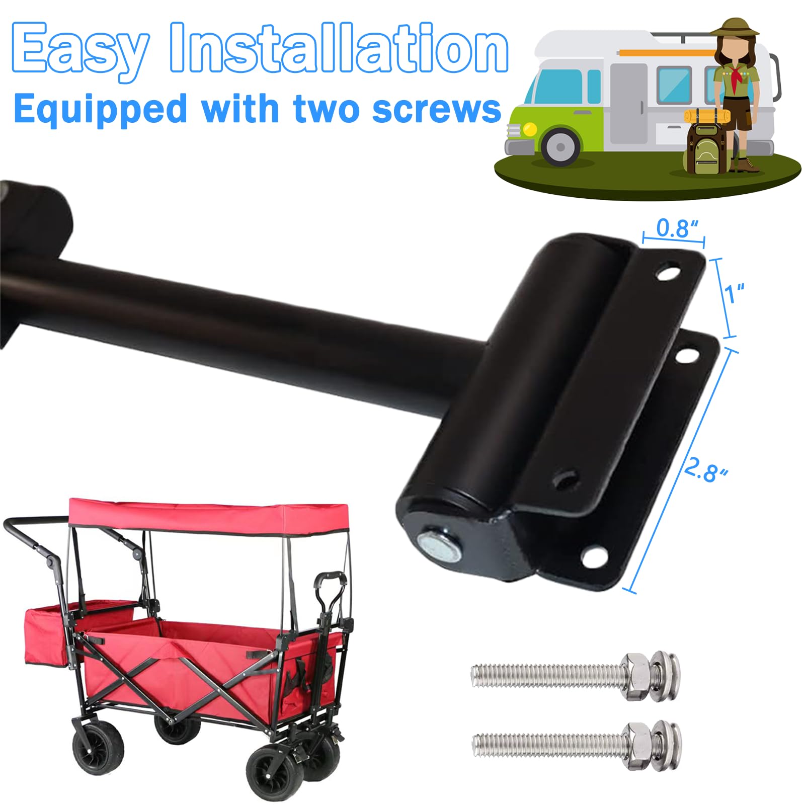 Poignée de Traction de Wagon de Jardin, poignée de Chariots de Camping pour Remplacement de Chariot de Camping extérieur, évolutif, 1 PC (Tirer) (Noir-Tirer)