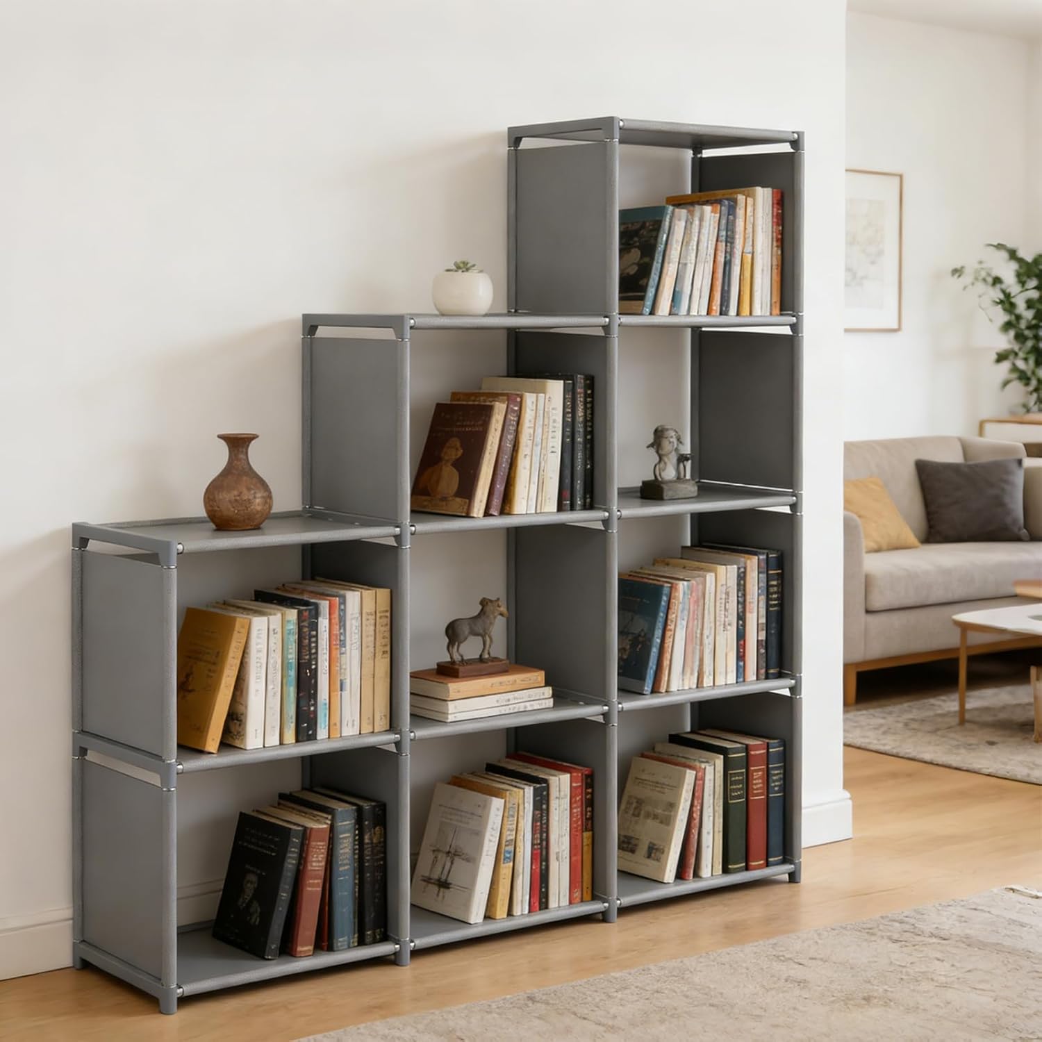 12-Compartment Storage Rack – Tool-Free Assembly, Suitable for bedrooms, Closets, and Small Spaces; a Great Helper for organizing Children's Clothes and Nurseries. (GREY-12)