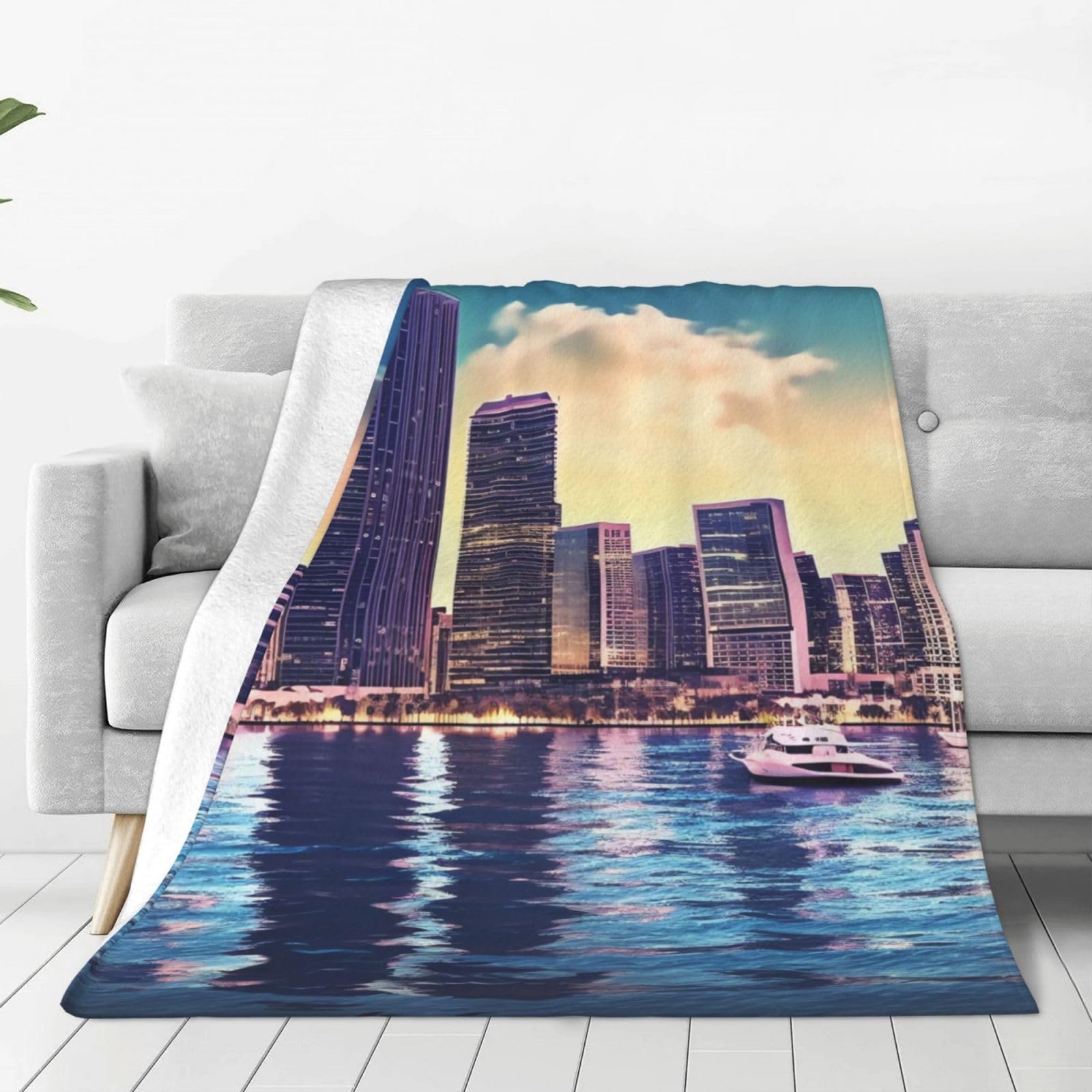 Couverture legere anti transpiration pour lit et canape Ocean Skyline
