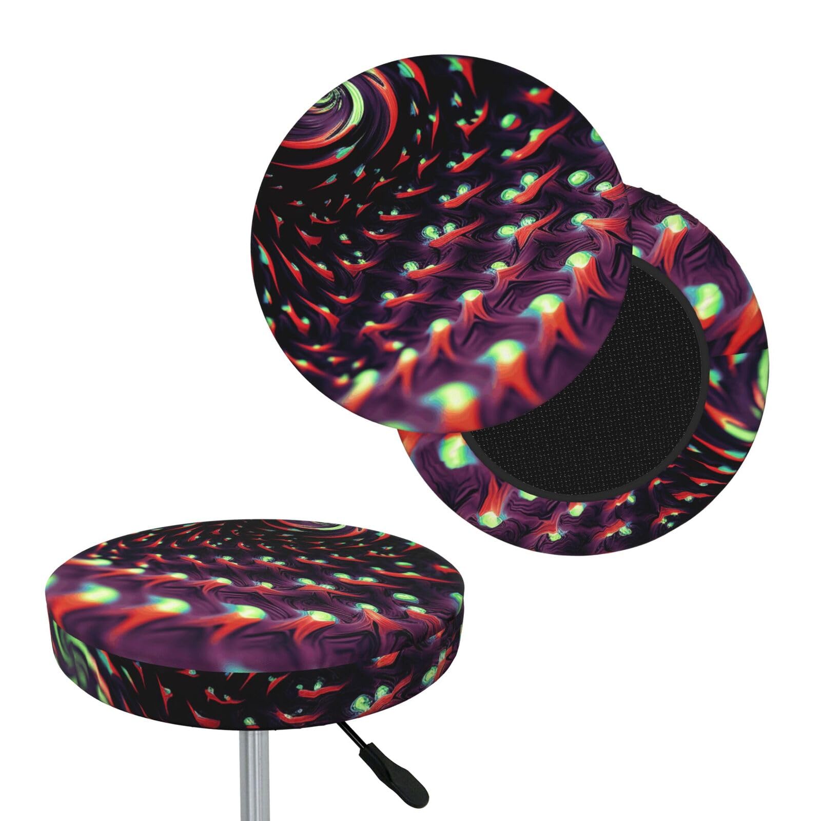 FekiLoot Fantasy Sci-Fi Dizziness Round Bar Stool Covers Stretch Washable Bar Stool Covers Dustproof Slipcover Bar Chair Covers with Elastic Band for Bar Kitchen Living Room Decor 12 Inch
