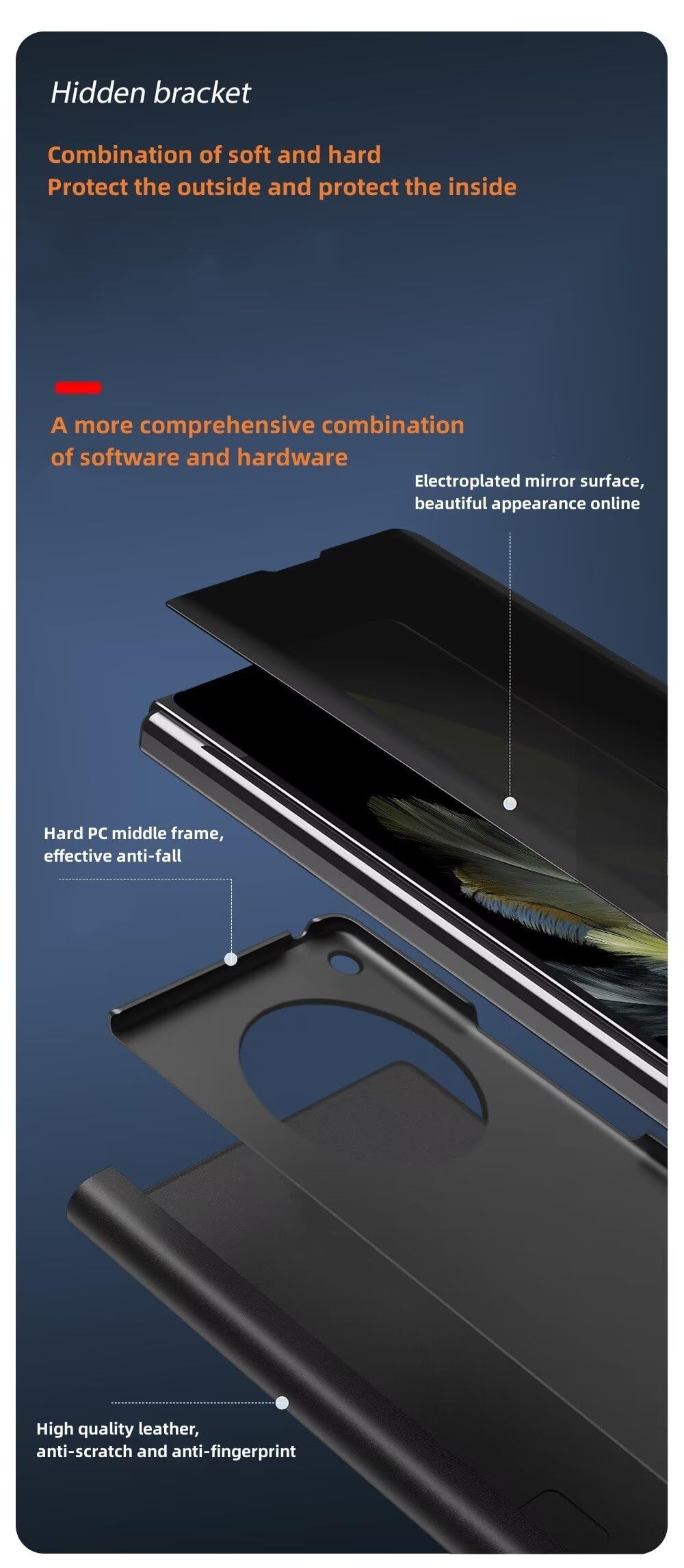 YKNIUFLY Etui na telefon komórkowy do OnePlus Open, funkcja stojaka, lustrzana powłoka na całe ciało, 360°, Smart Cover etui ochronne do OnePlus Open. (fioletowe)