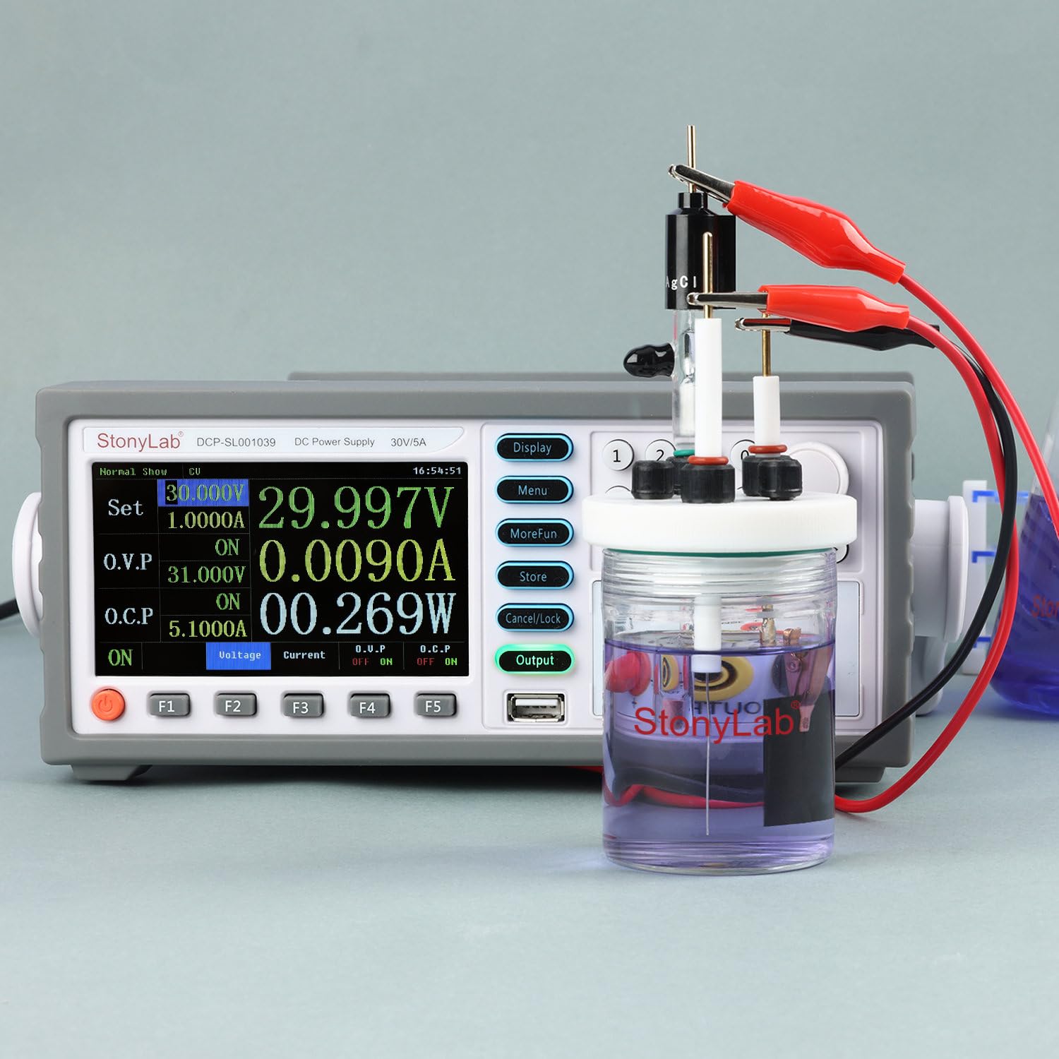stonylab Fuente de Alimentación DC, Salida 30V/5A con Resolución de 0,1 mA, Pantalla de 5 Dígitos Fuente de Alimentación DC Programmable de Alta Precisión para Pruebas Electrónicas e Investigación