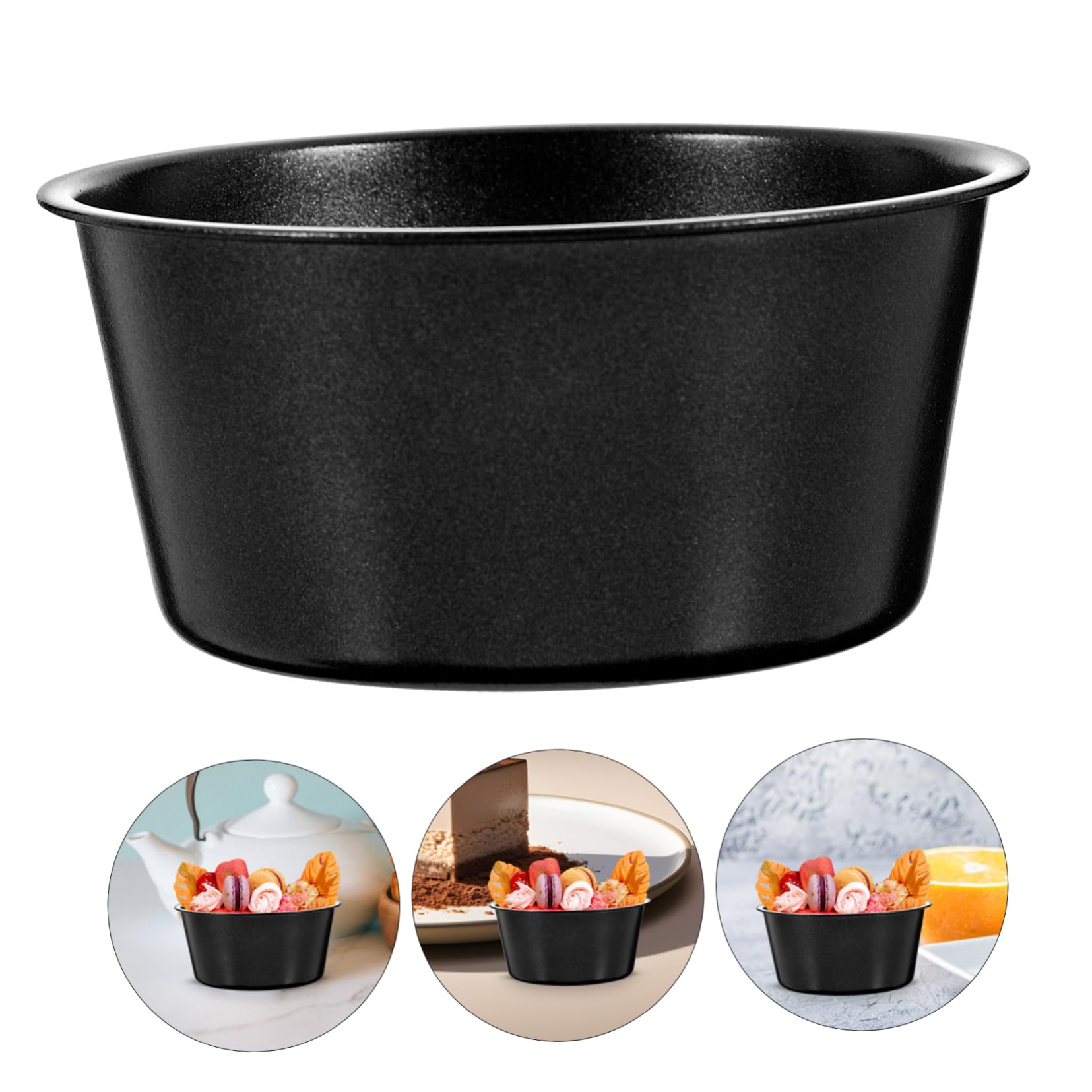 TOPBATHY 5 Juegos Molde De Pudín Molde Chocolate Muffins De Horneado Para Regalar Tapa De Pudín De Metal Metalico Para Pasteles Acero Carbono Black 3 Piezas * 5