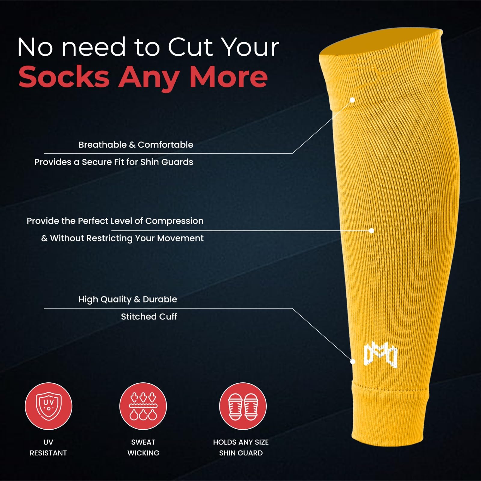 MediCaptain Calcetines de fútbol precortados, compañero para calcetines de agarre de fútbol, sostiene de forma segura espinilleras, calentador de piernas de compresión