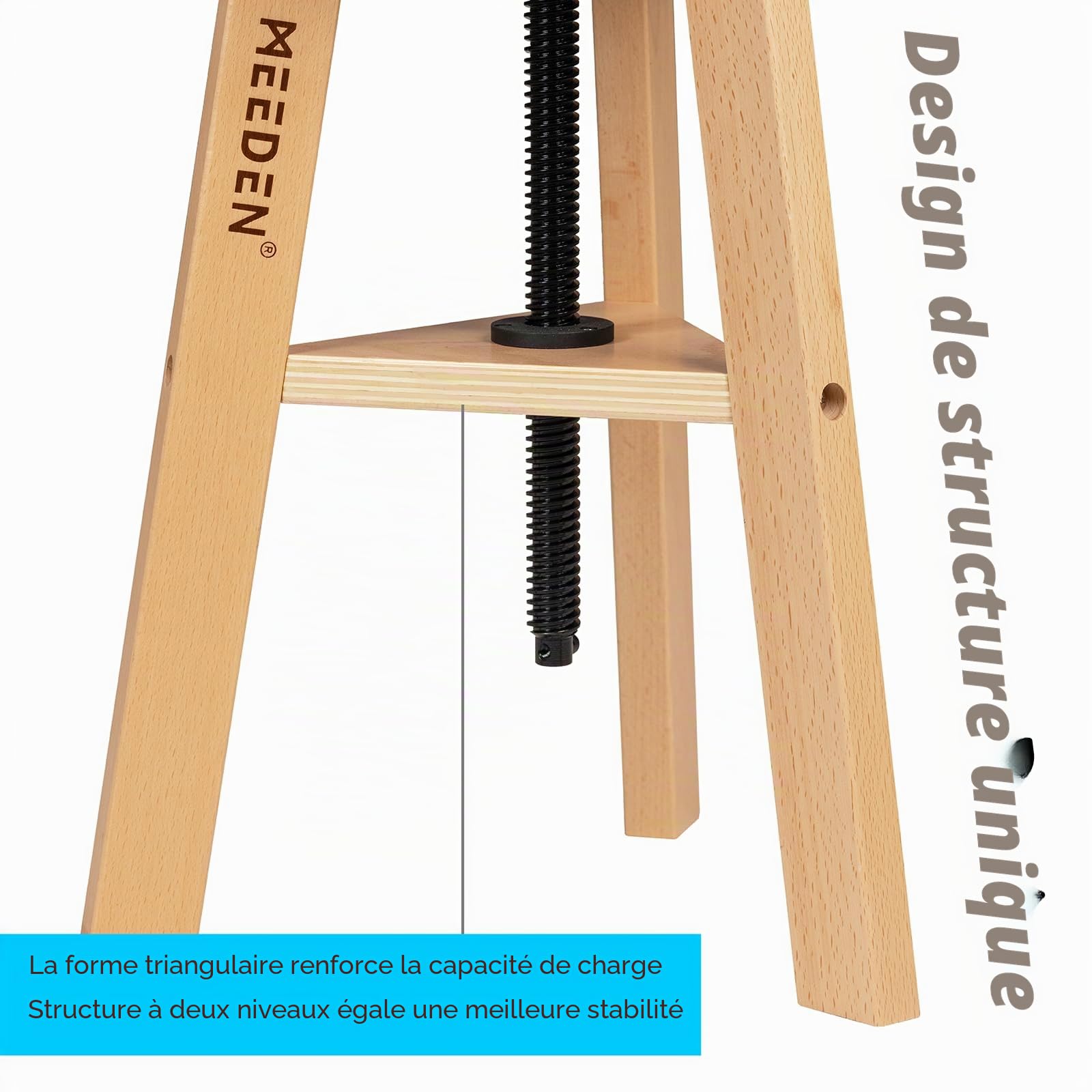 MEEDEN Tabouret de Peinture en Bois: 48cm-66cm Tabouret Réglable en Hauteur, Tabouret d'artiste, Tabouret d'art en Bois de Hêtre, Tabouret Pivotant, Parfait pour Le Studio, Bureau, Cuisine, Bars