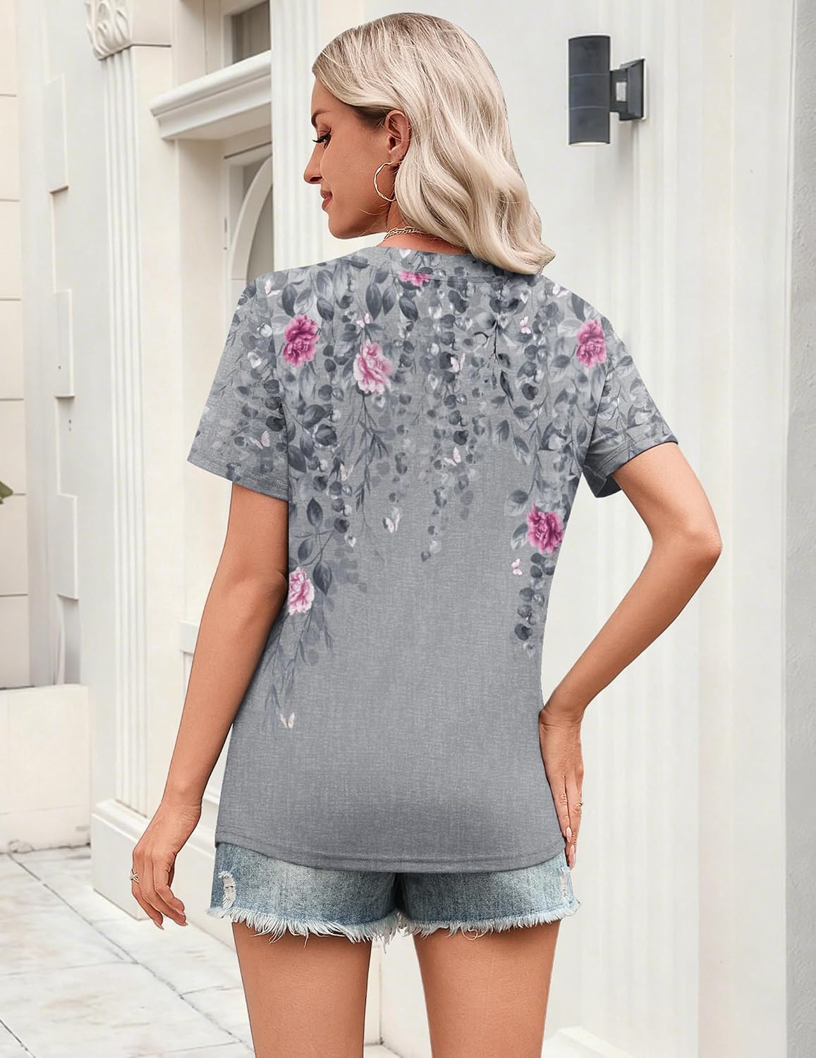 Zeagoo Womens Tops Short Sleeve V Neck Tee Shirts Cute Dressy Casual Clothing Business Work Blouse thumbnail