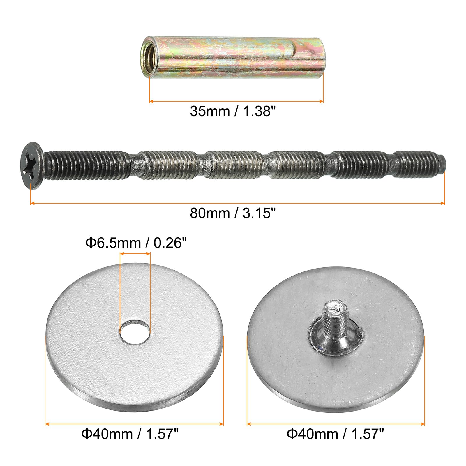 PATIKIL Porte Bouton Trou Couvercle Plaque, 2 Paquet 1 9/16" Dia. Pêne Dormant Couvercle Plaque Porte Trou Remplissage Plaque pour 1 1/32" à 1 3/8" Trous, Brossé Satiné Nickel