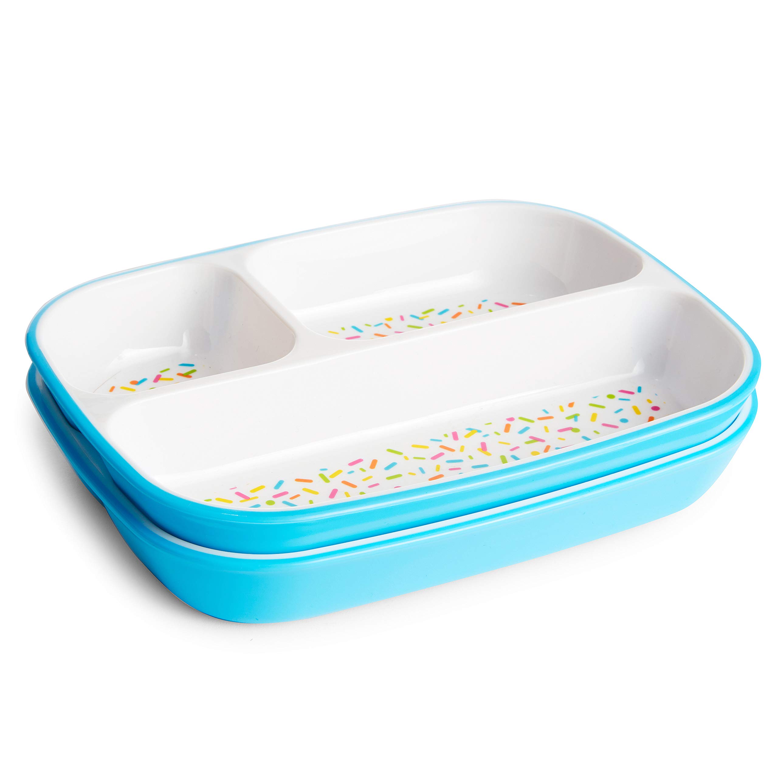 Munchkin Splash 6 Piece Toddler Divided Plate, Bowl & Cup Dining Set, Blue Sprinkles