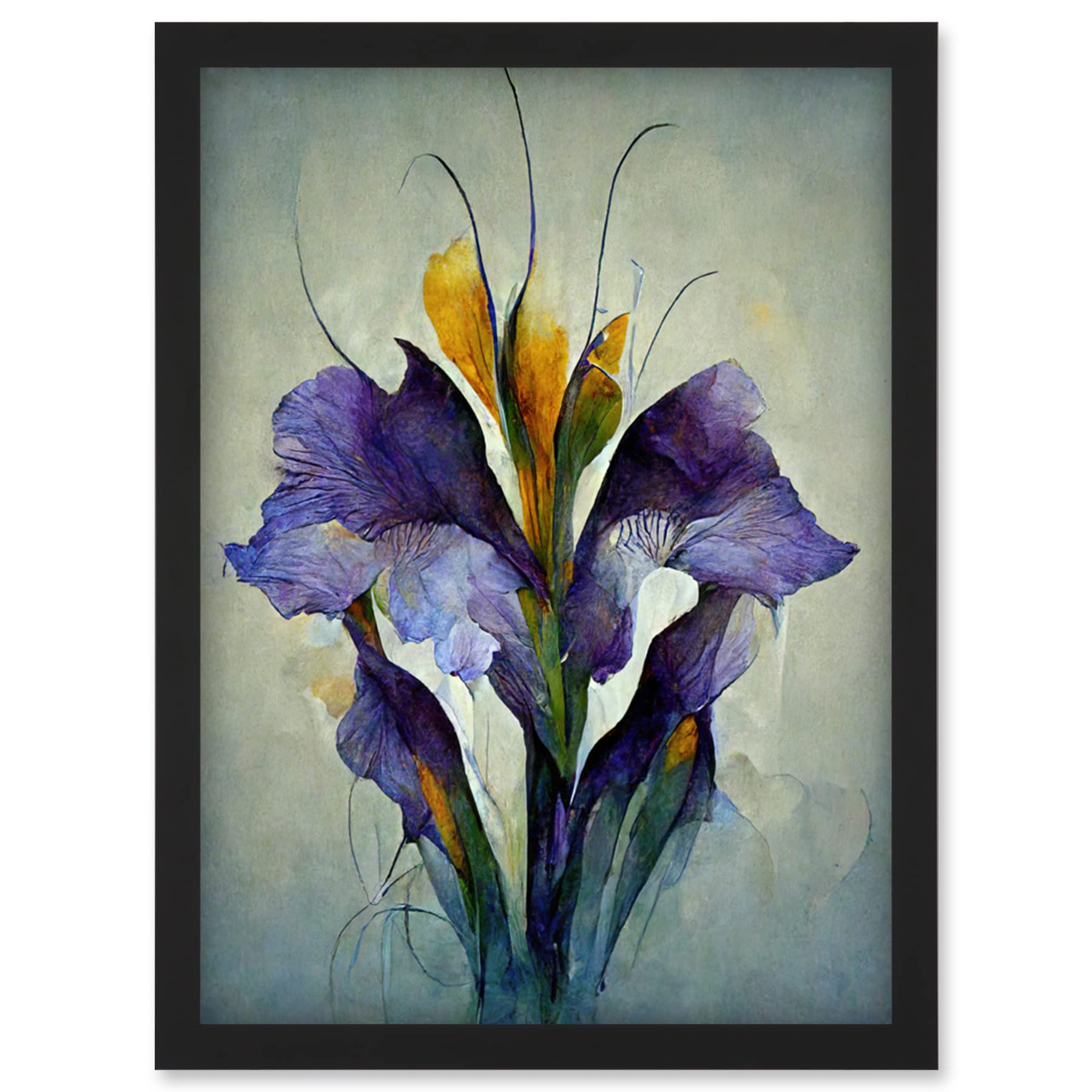 Doppelganger33 LTD Iris Bouquet Modern Watercolour Artwork Framed Wall Art Print A4