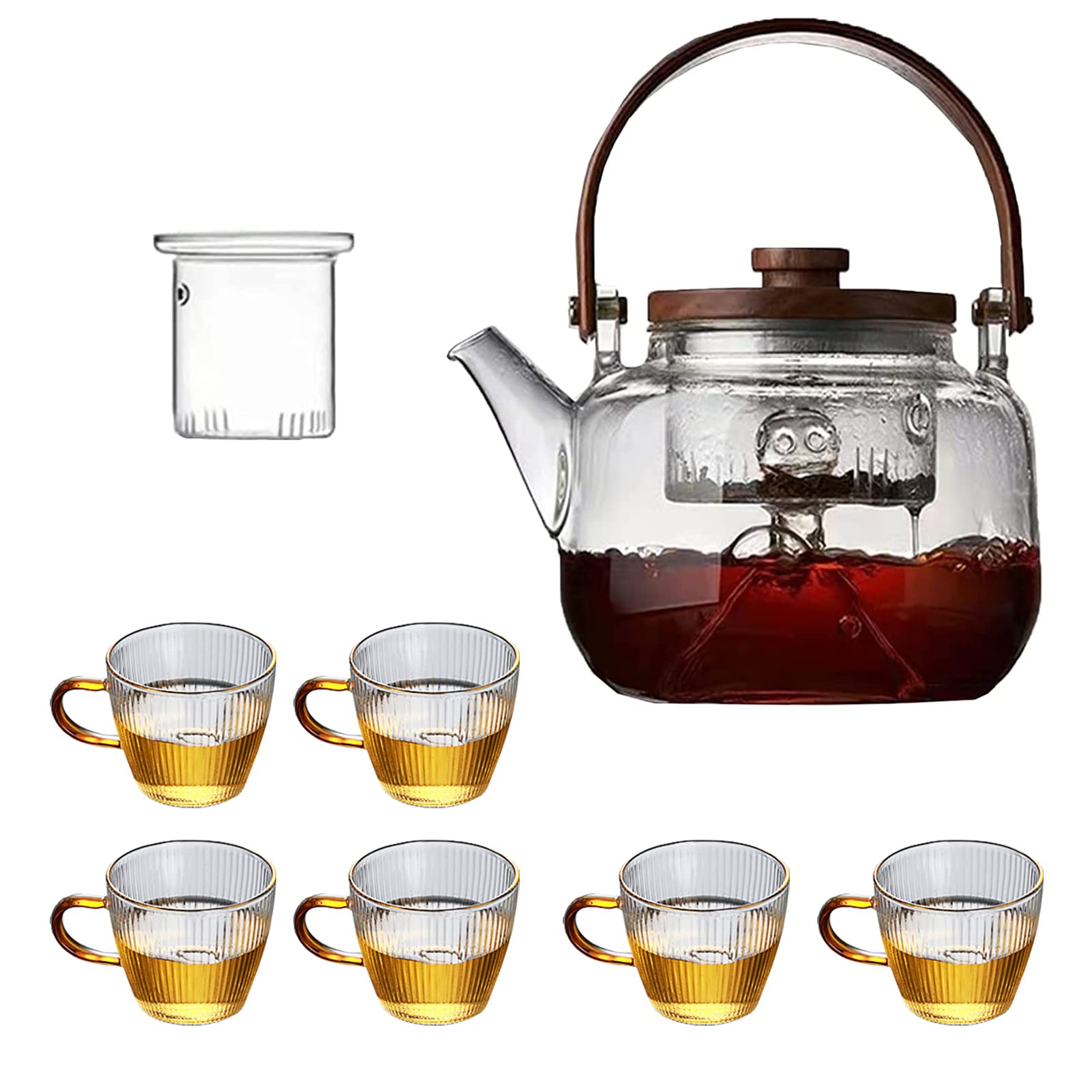 Amazon.co.jp: Yangweng ティーポット ティーカップ セット 茶器 透明 