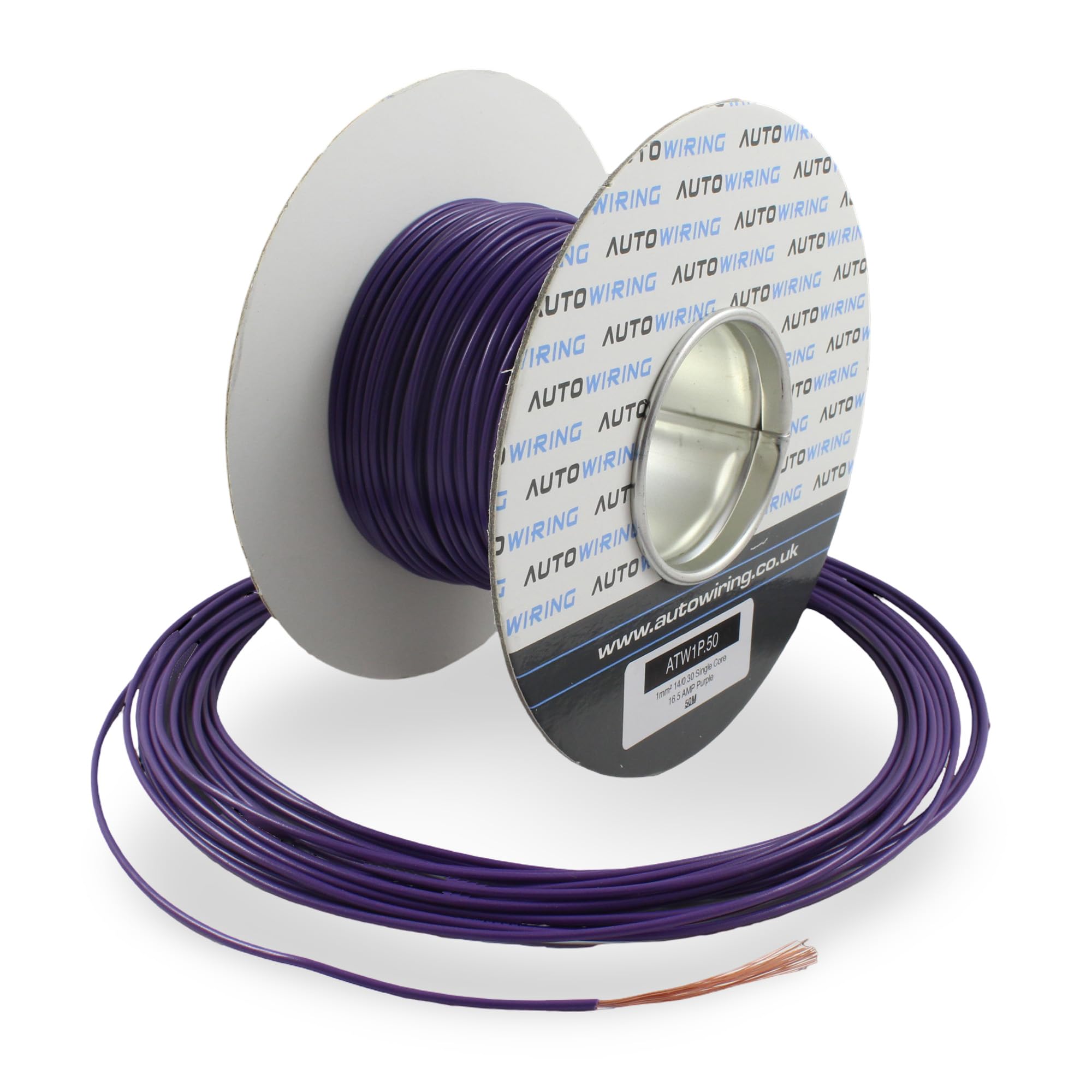 16.5 AMP Rated 1mm² 17 AWG Single Core Stranded Copper Cable 12v 24v Thin Wall Wire (10M 20M 50M 100M) (Purple, 10 Metre Coil)
