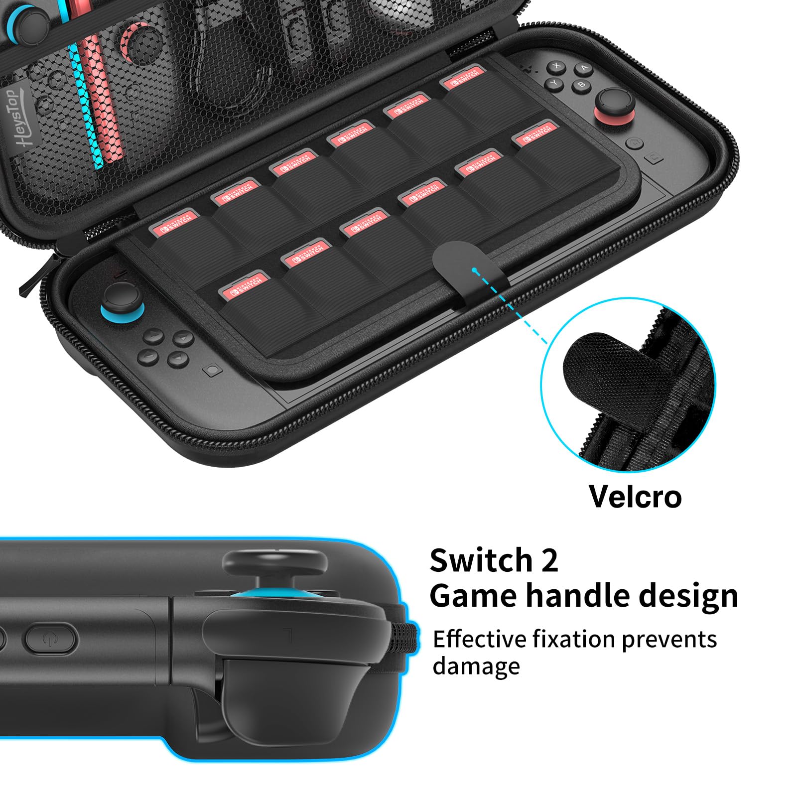 HEYSTOP [48 pezzi] Custodia per Nintendo Switch 2 Accessori 2025 Ultimo Modello Custodia Protettiva Rigida Custodia da Viaggio Portatile Custodia per Switch 2 con Interno Morbido e Tasca a Rete