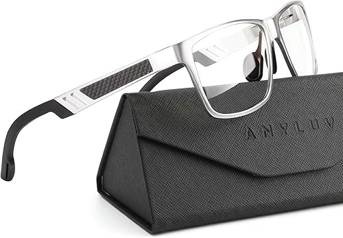 Miniatura 85 de ANYLUV Gafas de bloqueo de luz azul para hombre, gafas de juegos de computadora, ligeras, de metal Al-Mg, protección ocular antifatiga ocular