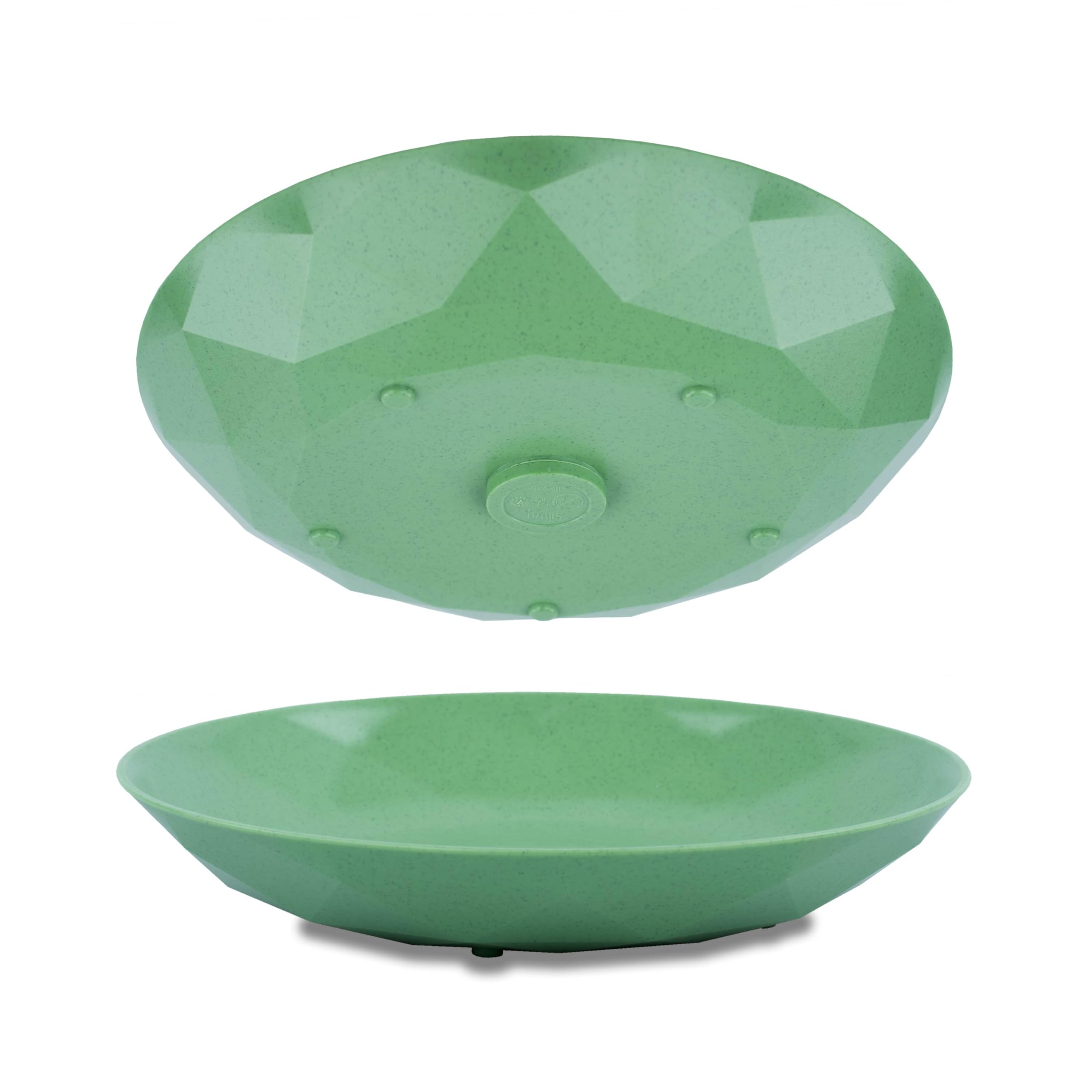 silwy® Lot de 2 assiettes aimantées universelles en plastique haute technologie Vert – Idéal pour le camping, le caravaning et le bateau – Vaisselle antidérapante empilable sans cliquetis