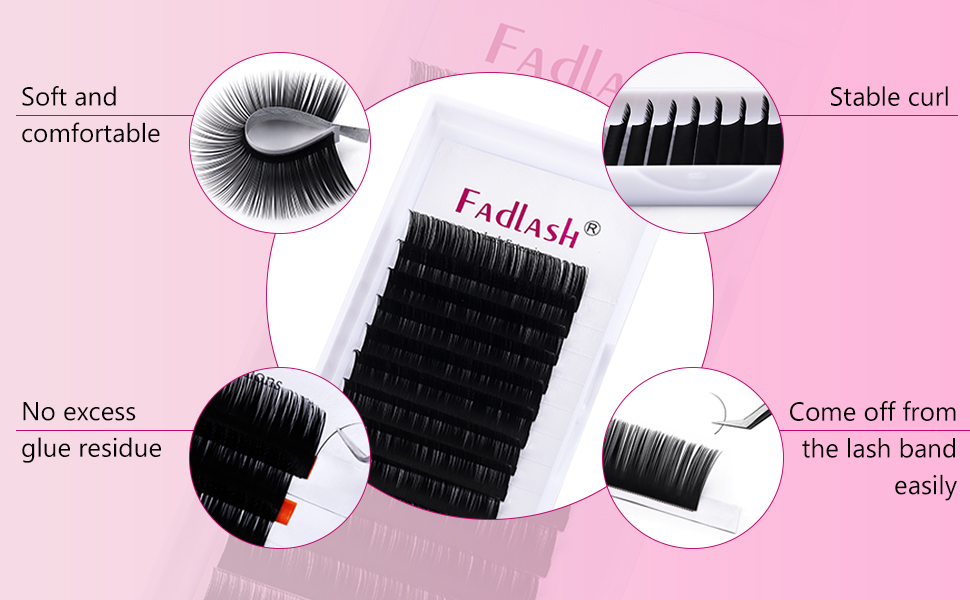 Fadlash Extension De Cils Classique Professionnel Individuelle Cc Curl Faux Cils Naturel One By One Extensions De Cils Plateau Mixte Noir Classique(0.07mm-Cc Curl 8-14mm) Naturel
