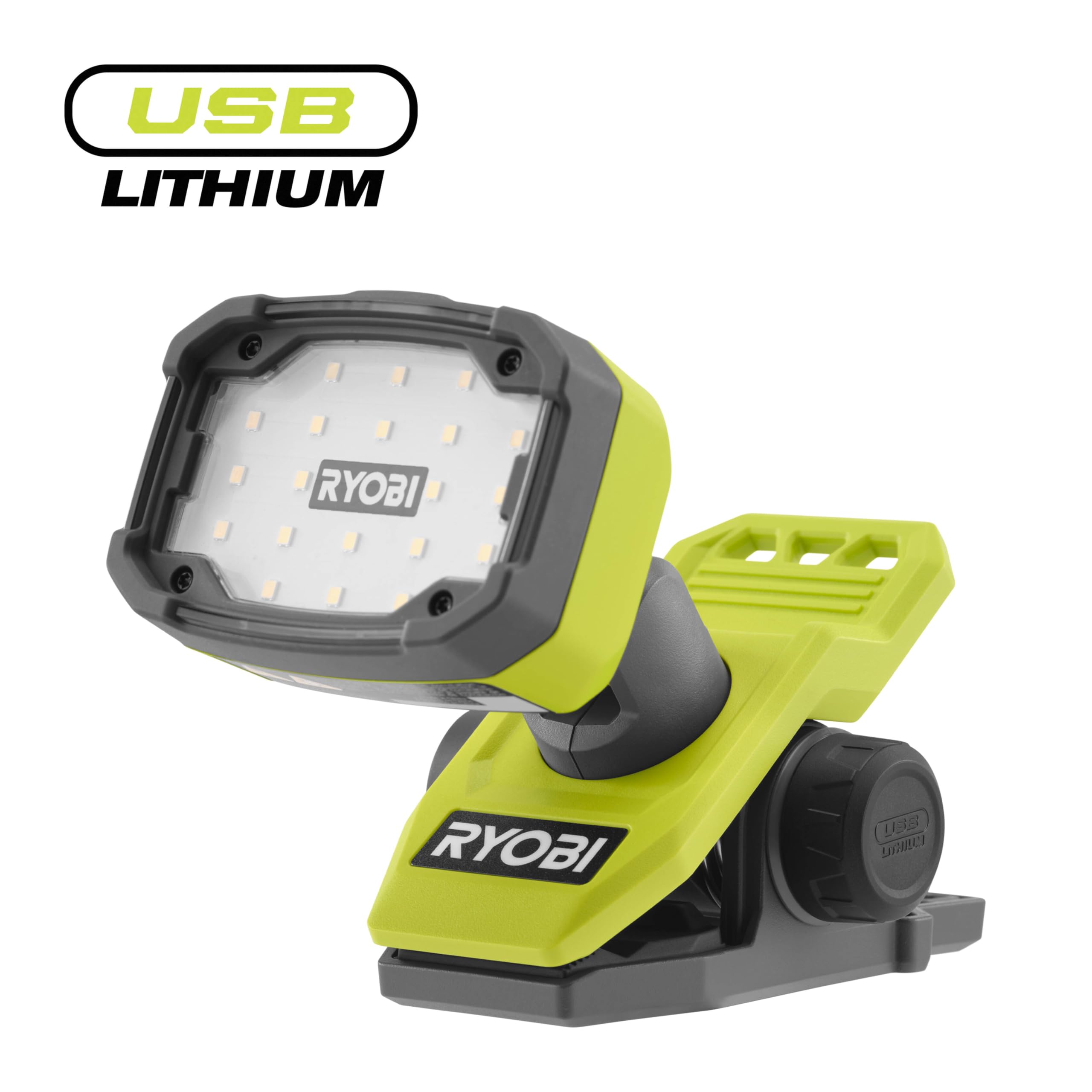 RYOBI 4 V USB-LITHIUM Akku-Klemmleuchte RLC4-0, 1.000 Lumen, magnetisch, 3 Leuchtstufen, ohne Akku und Ladegerät