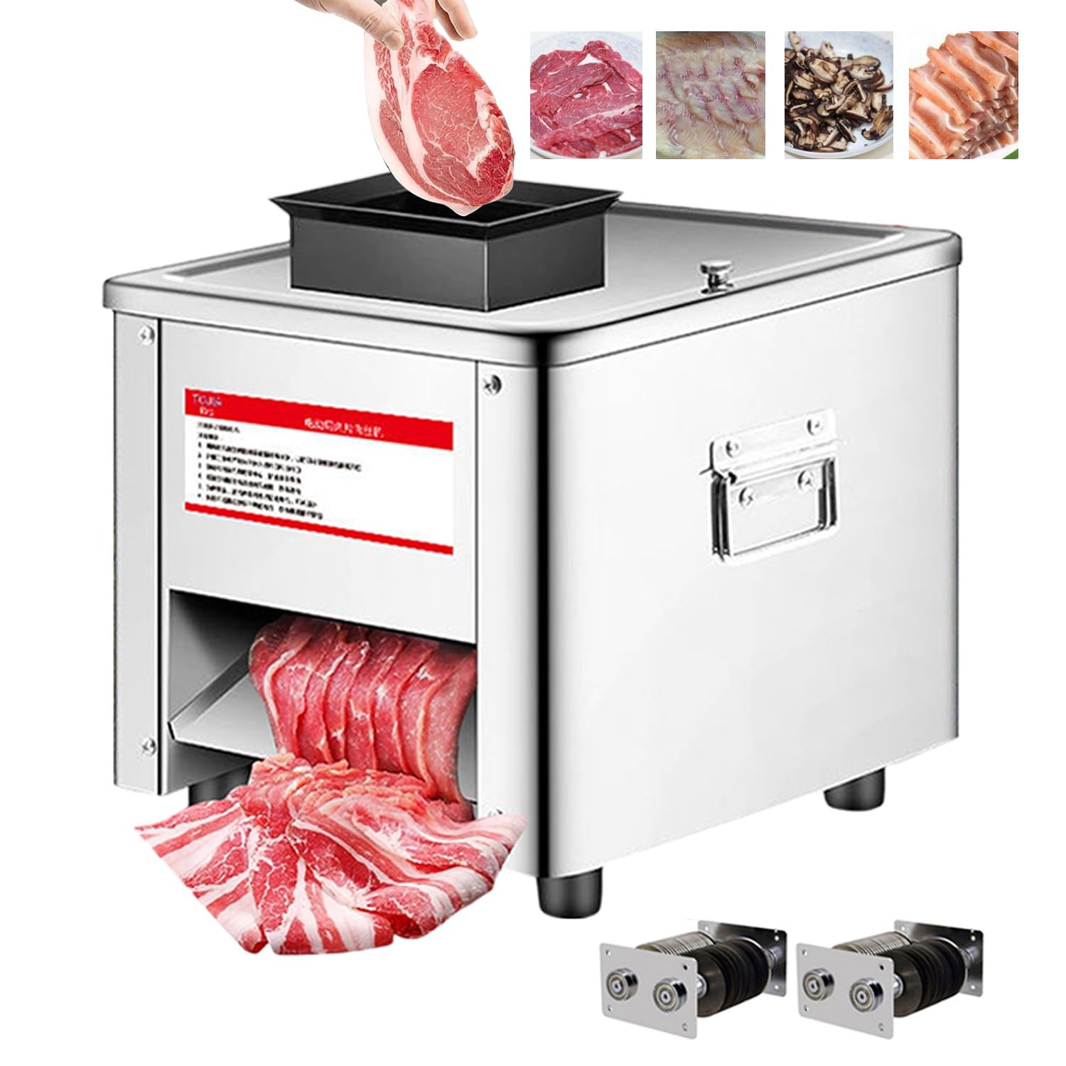 AYCDL Commercial Electric Meat Slicer with Stainless Steel Blade for Boneless Meat, Cooked Meat, Fish, Soy Products, and Vegetables,2.5Mm,2.5mm