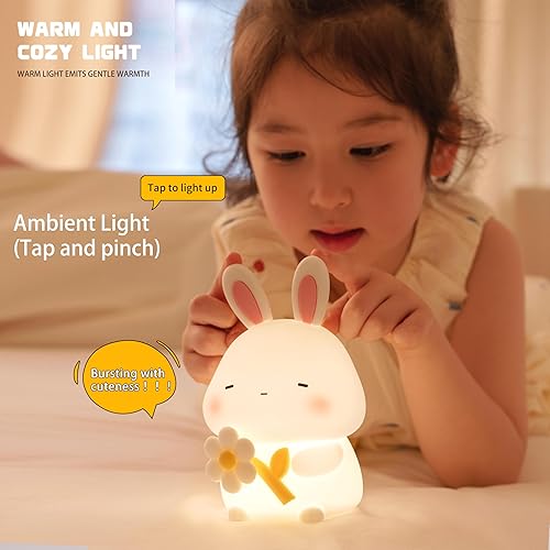 Miniatura 126 de Luz nocturna LED de gato, 16 colores regulables para guardería, luz nocturna kawaii, súper blanda de silicona recargable por USB, lámpara de noche