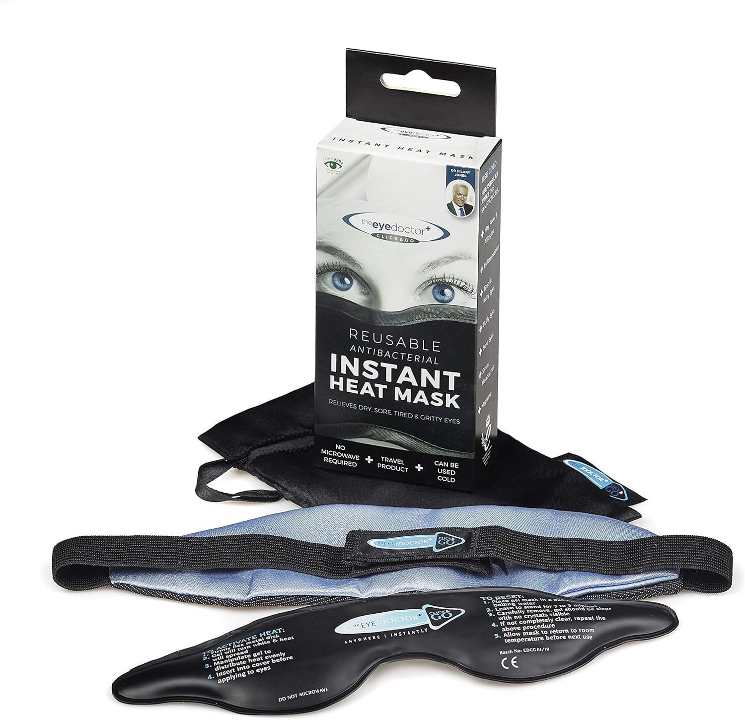 The Eye Doctor Click & Go – Instant Reusable Gel Pack Hot Eye Compress for Dry Eye, Blepharitis and MGD Treatment – Use The Eye Mask Anywhere Instantly, no Need to Microwave