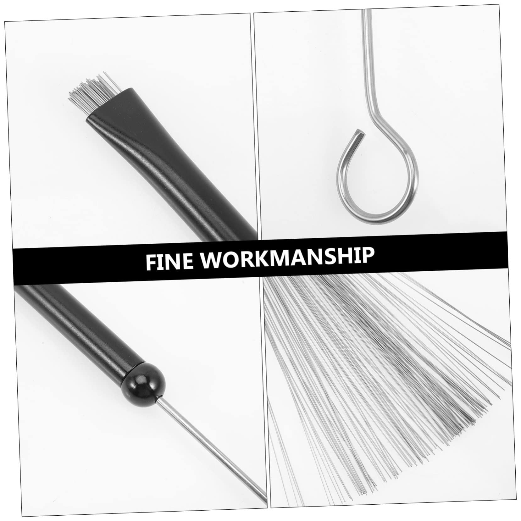 GOOHOCHY Metal Drum Brush Wire for Jazz and Drum Sets Non-slip Handle 2 Pcs Practice Tool