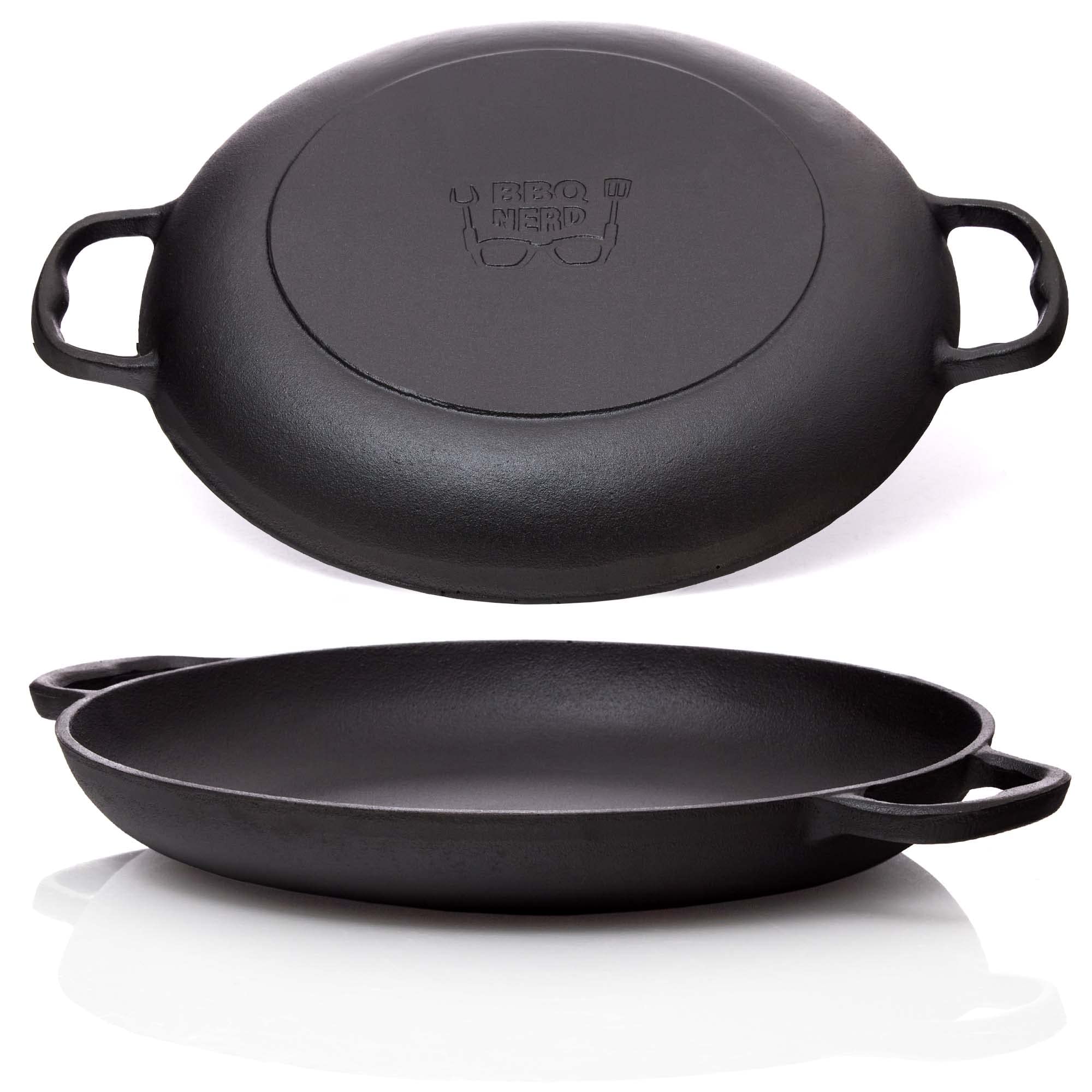 Paella World International All Grill - Padella In Ghisa Naturale Ø 45 Cm - Adatta A Induzione - Doppia Superficie Liscia E Ondulata Per Grigliate E Arrosti Perfetti