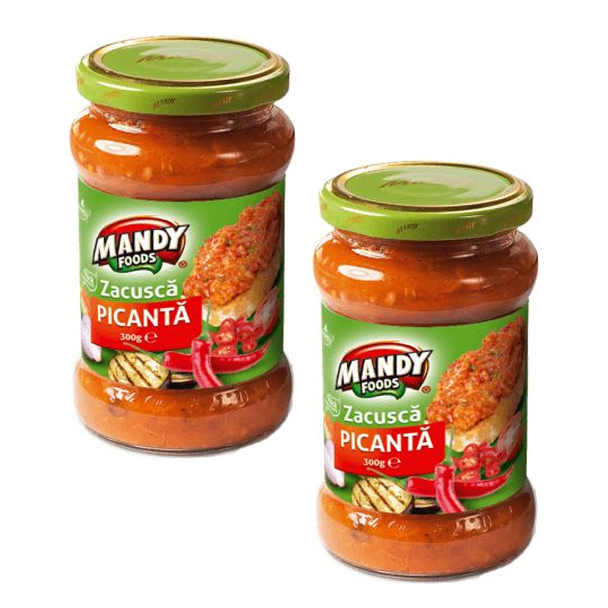 Mandy Zacusca Picanta 250g | Spicy Zacusca Jarred Cooked Food | Ideal Condiment for Chutneys, Pickles, Fresh Bread & Savoury Biscuits | Elevate Snacking & Mealtime (Spicy ZACUSCA 300g, 2 Pack)