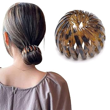 1/4Pcs 2023 Fashion Retro Leopard Print Hairstyle Headbands,Birds Nest Hair Bands,Expandable Ponytail Holder Clip, Vintage Geometric Hair Bands For women Coffee