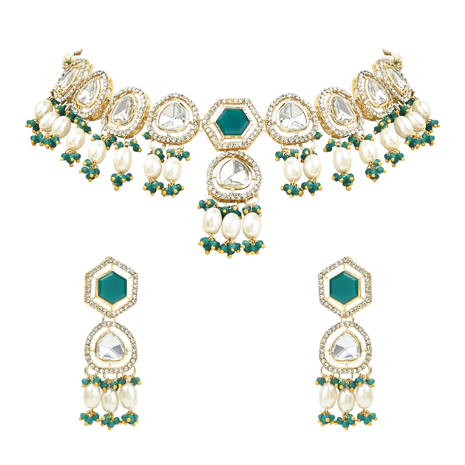 I Jewels Gold Plated Traditional Pearl Kundan & Dazzling Stone Studded Jewellery Necklace Set for Women (K7250WG) (B0CMCKG724) Amazon Price History, Amazon Price Tracker