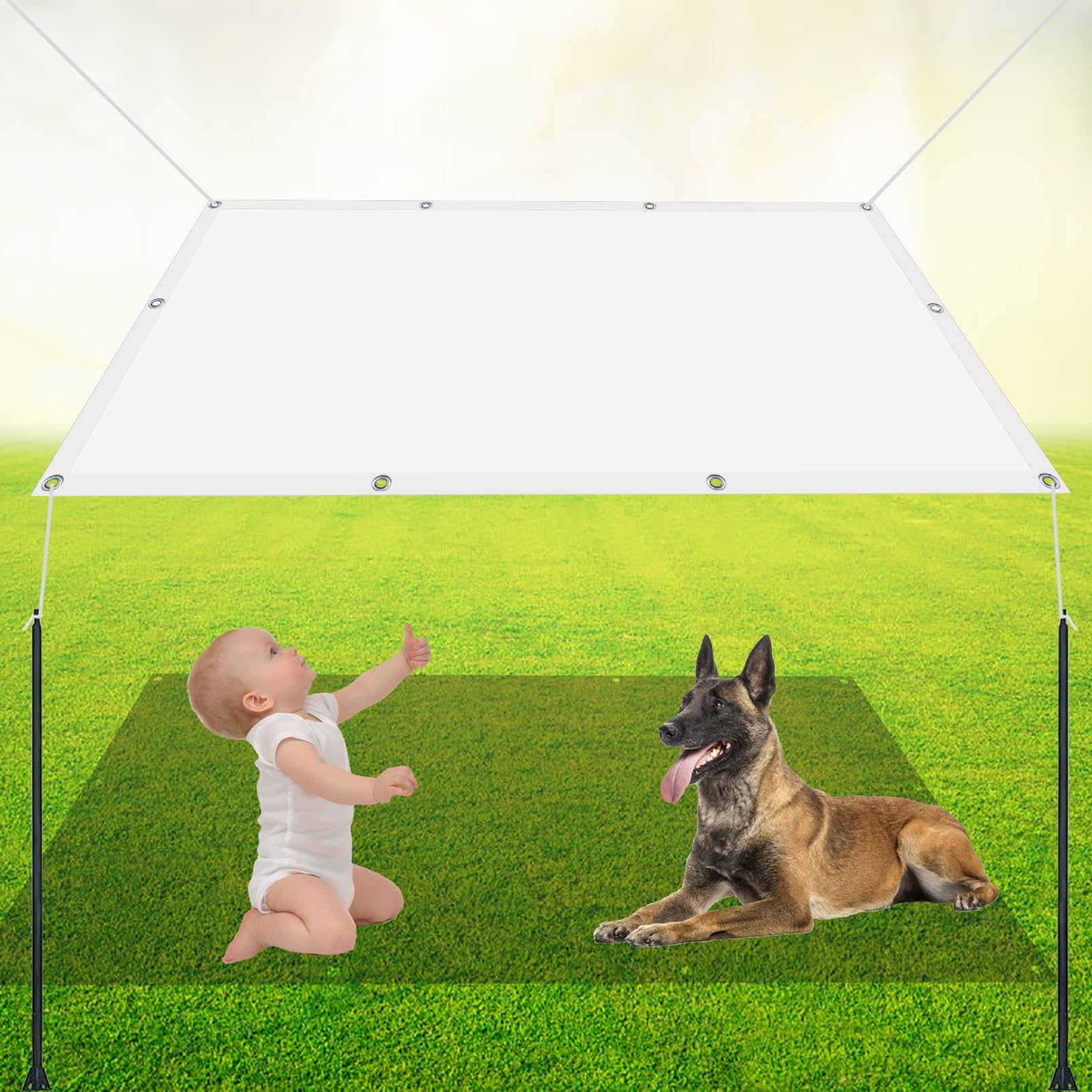 Toldos Exterior Terraza Impermeable 2.4 x 4 m Tela Parasol Cuerdas Fácil de Instalar Durable Protección Solar para Exteriores Pergola Jardín Terrazas Piscina, Blanco