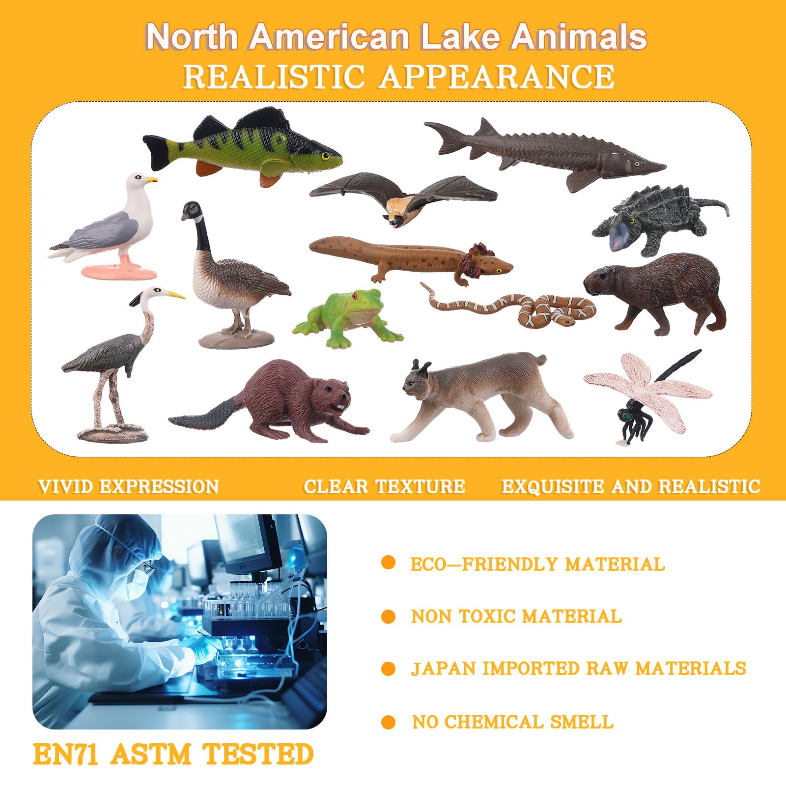 AENIMELY 14PCS Lake Animal Figurines, Realistic Canadian Wildlife Toys for Kids - Image 4