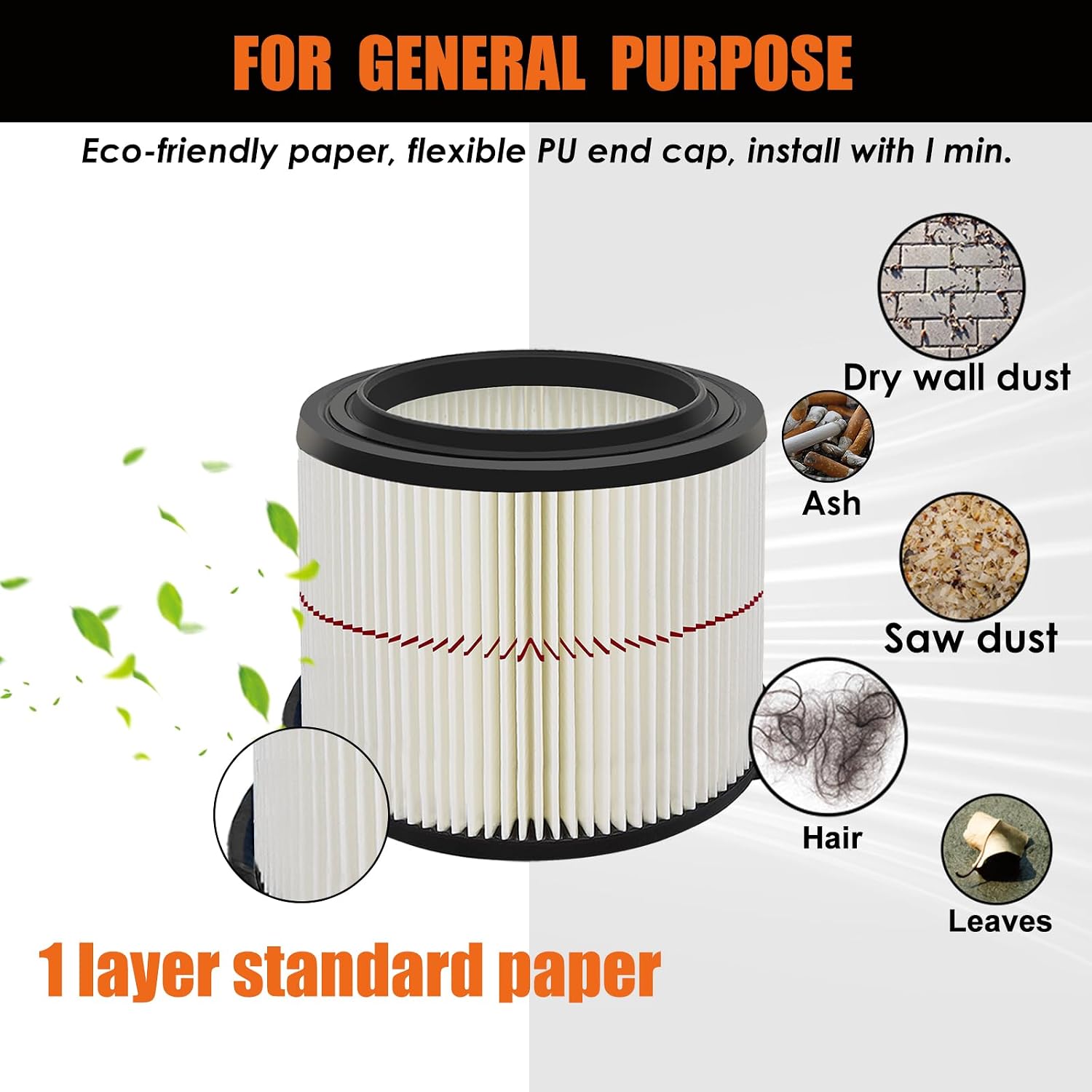 38741 Filters Replaces CMXZVBE38741 Craftsman Filter, fits CMXEVBE17040, Replaces Purple Stripe 1/2 Height Filter, Fits 3 Gallon, 4 Gallon Craftsman Shop Vacuums 1988+-2 Pack