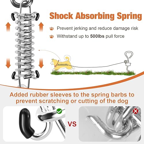 Miniatura 2 de Tresbro Cable de amarre para perros de 30 pies cadenas de perro resistentes para exteriores con gancho giratorio de resorte cables de cable para