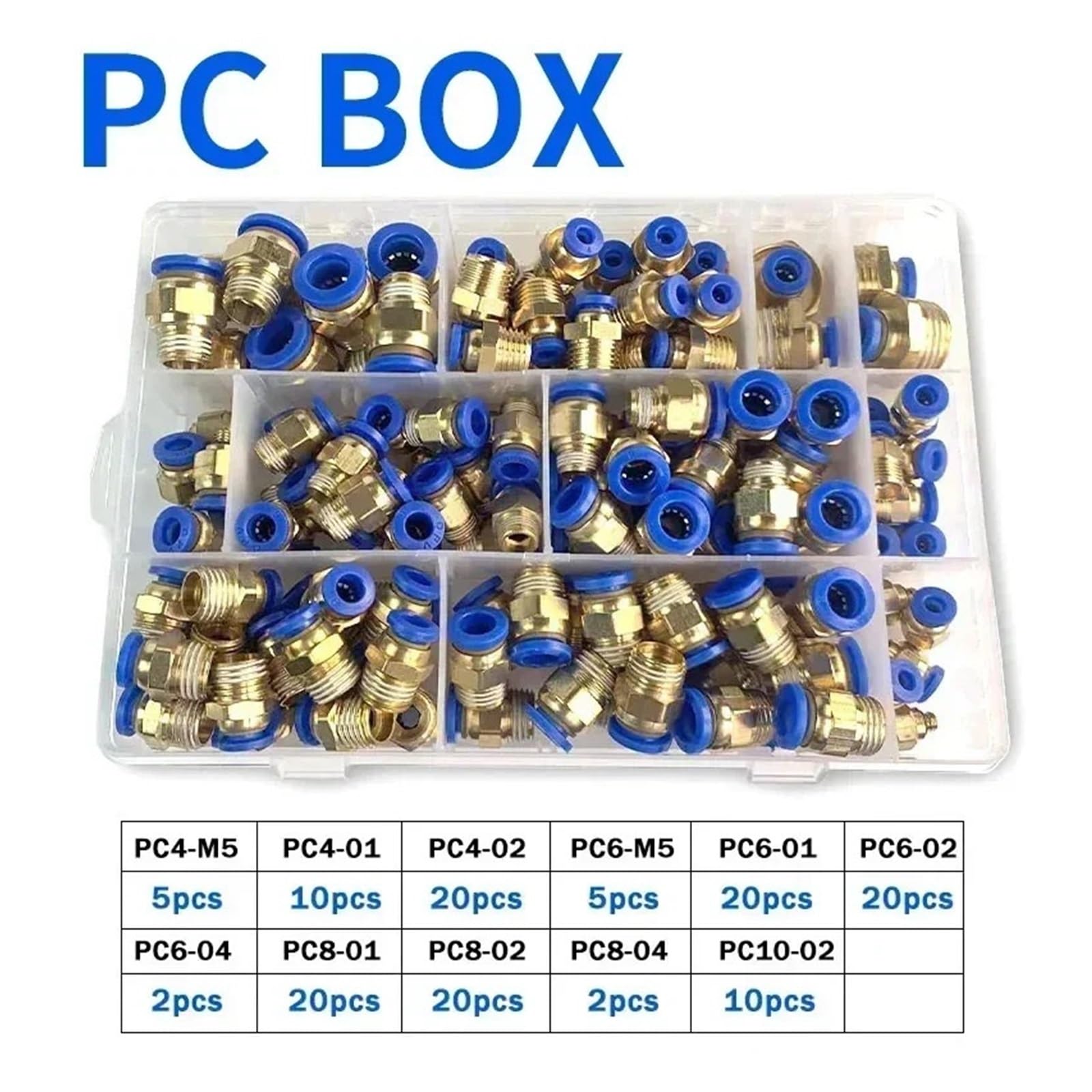 Złączki pneumatyczne Seria PC 4mm-12mm Zestaw złączy trójnikowych prostych kolankowych 40-134 szt.(B Kit (50pcs))