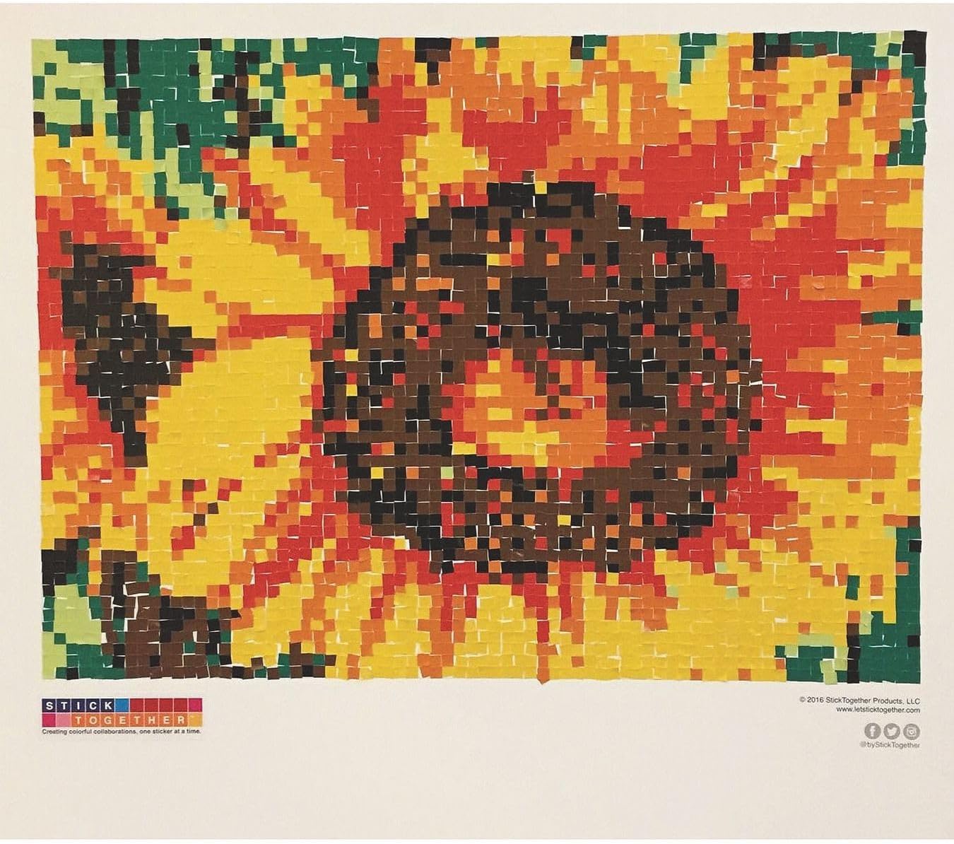 Stick Together Sunflower Sticker Mosaic, Perfect Collaborative Group Project, for Kids, Adults, Sticker by Number, Includes Poster, Stickers, Color Key, and Instructions. Project is 40” x 36”