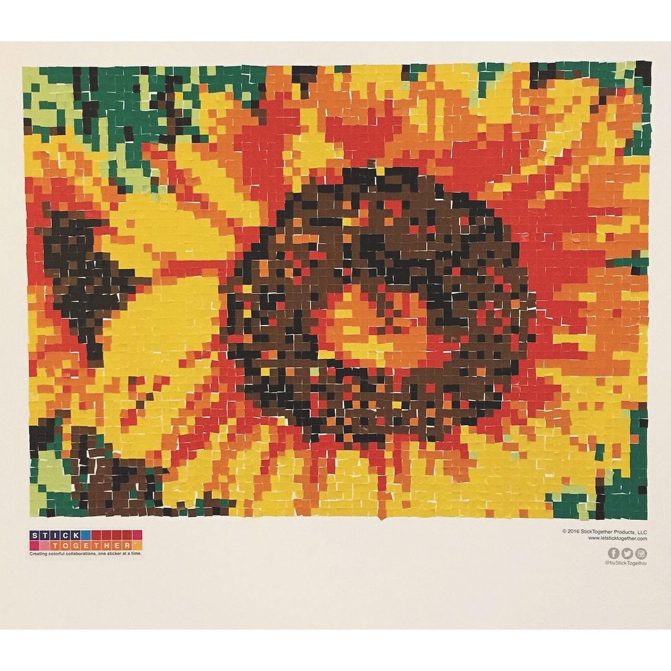 Stick Together Sunflower Sticker Mosaic, Perfect Collaborative Group Project, For Kids, Adults, Sticker by Number, Includes Poster, Stickers, Color Key, and Instructions. Project is 40" x 36"
