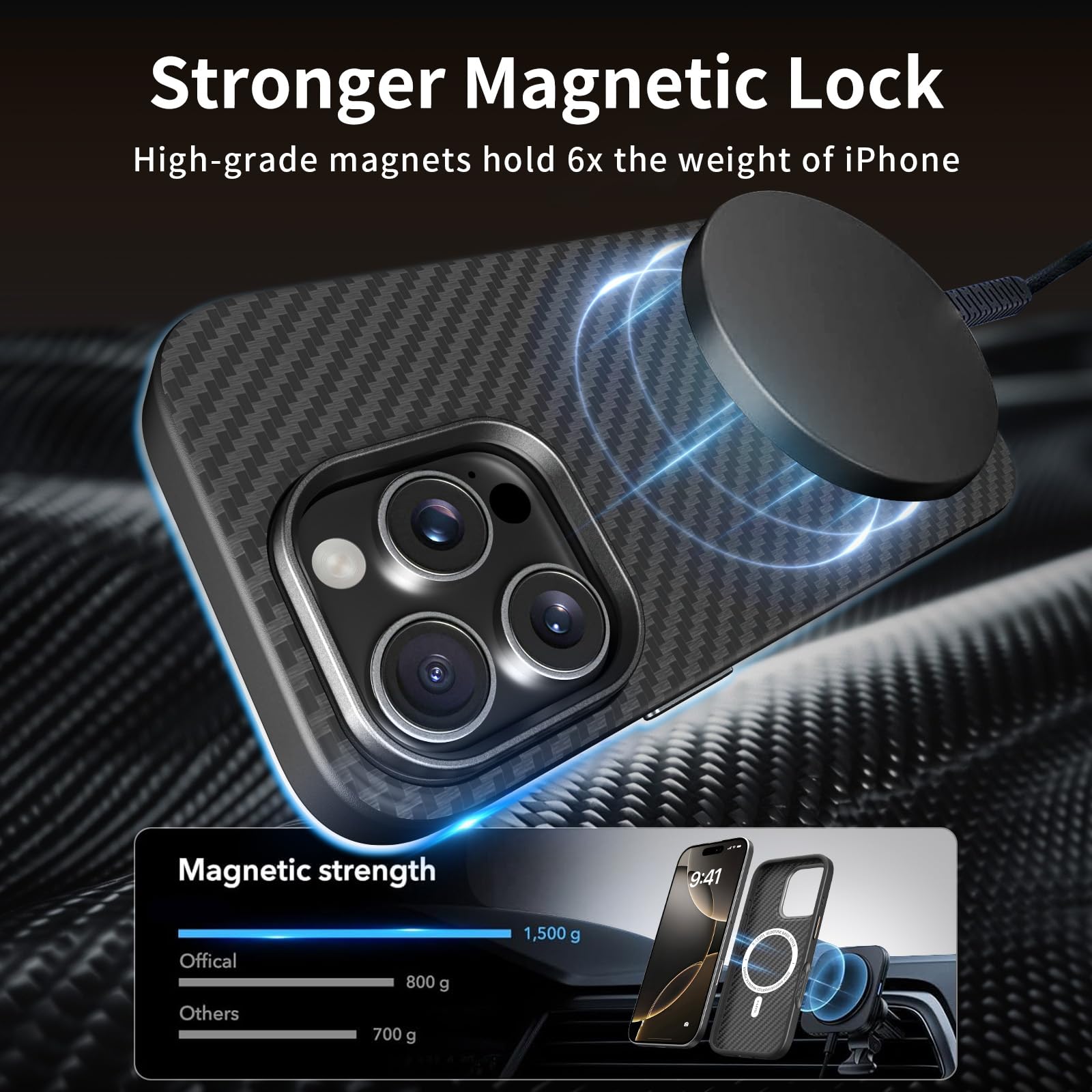X-level Cover IPhone 16 Pro 3 In 1 | Custodia In Fibra Carbonio Con Vetro Temperato E Protezione Fotocamera | MagSafe