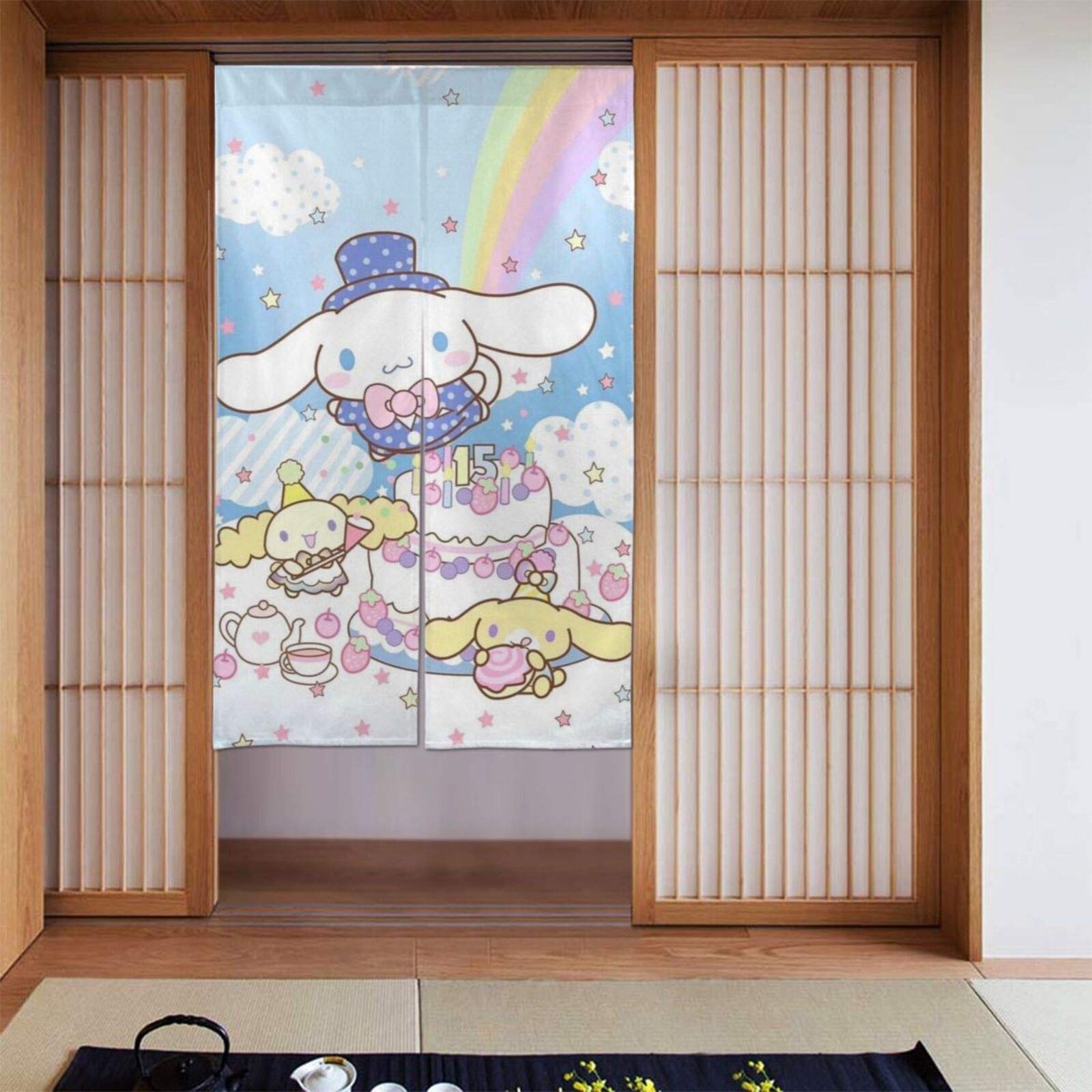 Amazon のれん シナモロール 暖簾 間仕切り 玄関 和風 遮光 遮熱 遮像 目隠し インテリア 柔らかい おしゃれ ノレン カーテン ロング 飾り付け 装飾 かわいい 和風 無地 四季兼用 洗濯可 サラサラ 玄関 キッチン リビング 台所 飲食店 出入り口 開店祝い 樂屋