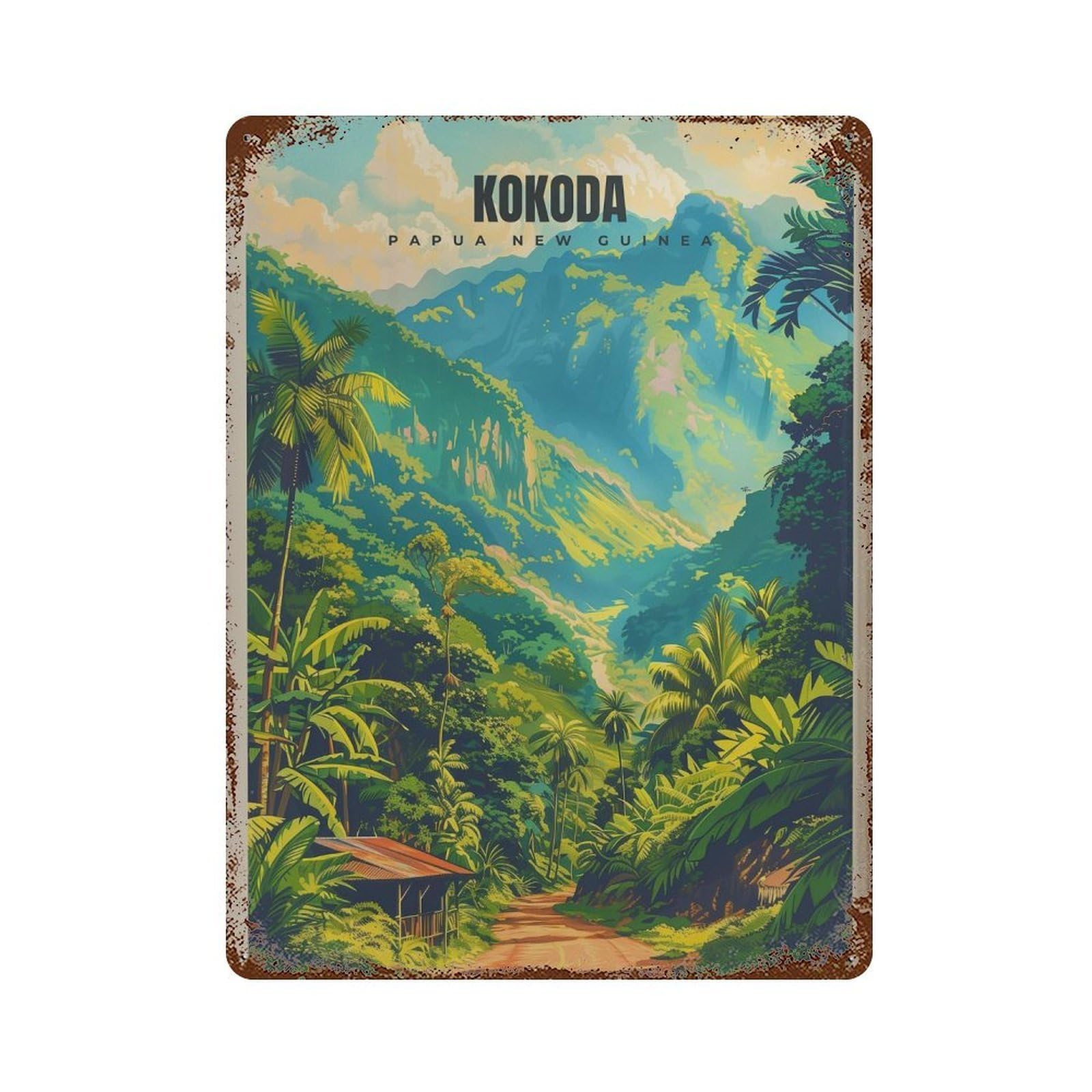 xiaoxiaoshen Kokoda Trail Papua New Guinea Travel Wall Decor Art Metal Tin Poster Modern Home Decor Art Home Bar Shop Decorations Vintage Sign 40x30cm
