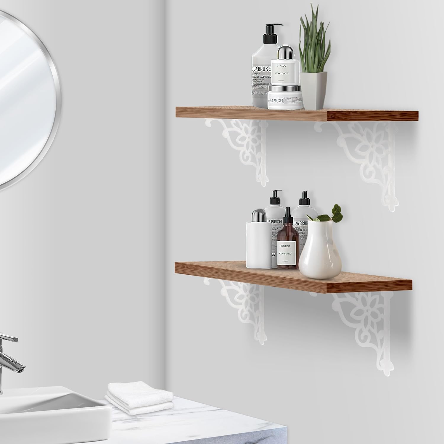 Z Metnal Cast Iron Heavy Duty Shelves Bracket, 9.75 inch Decorative Shelf Brackets, 90° Right Angle Wall Hanging, Vintage Style, Sturdy Countertop Brackets, Mantel Brackets, White, 2 Pcs