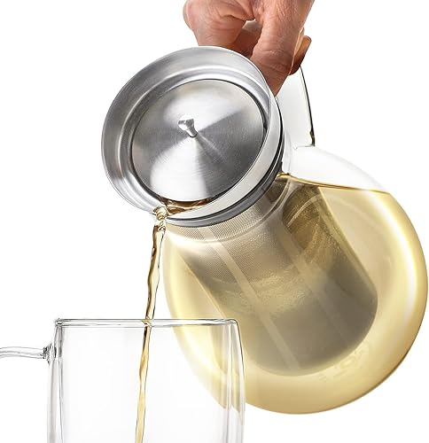 Miniatura 5 de Teabloom Tetera de vidrio multipreparación + hervidor + jarra (51 onzas/1.5 L/6 tazas) – Prepara y sirve té caliente, té helado, té frío y agua con