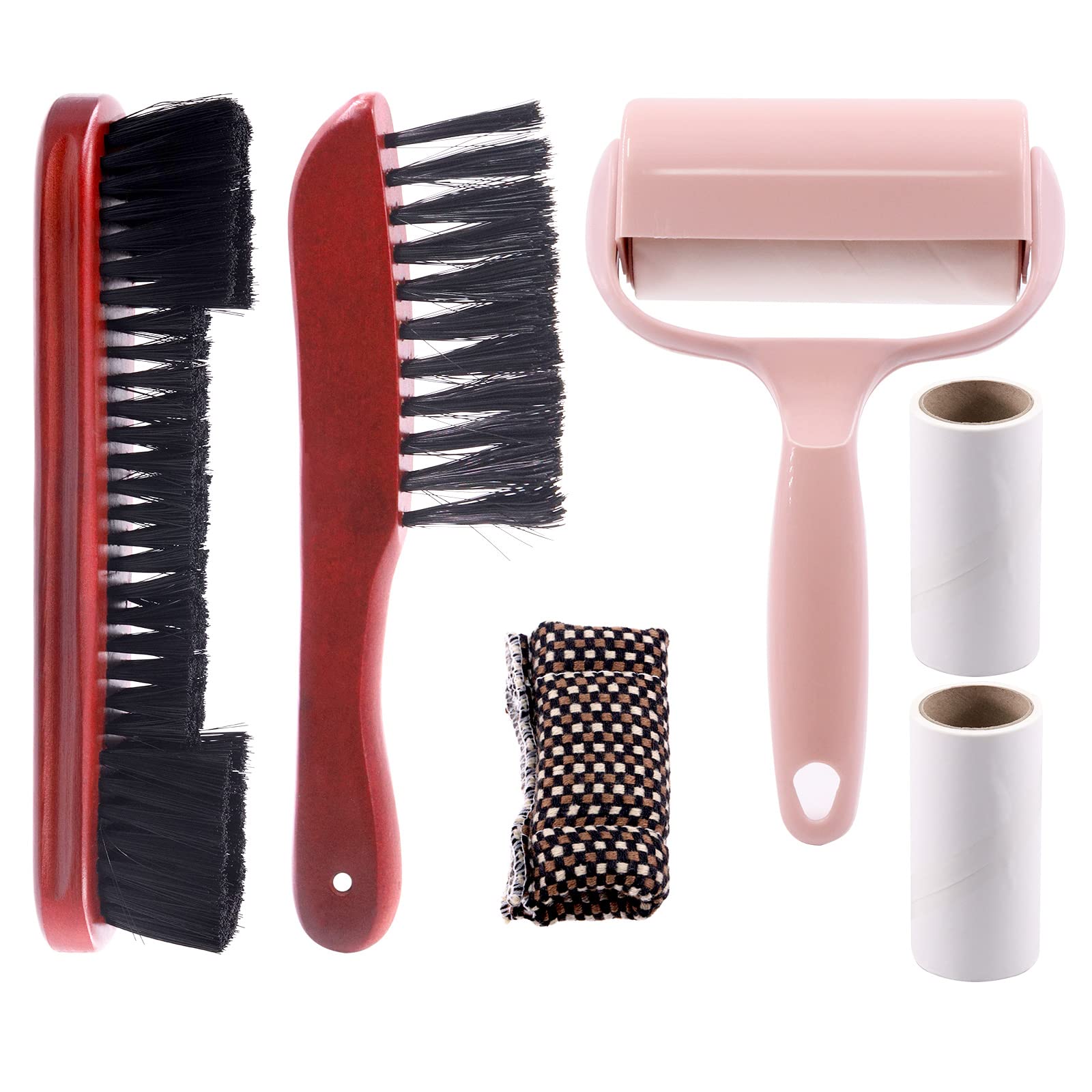 6Pcs Billiard Table Accessories Kit Includes Pool Table Brush, Billiards Table Rail Brush, Cue Cleaning Cloth, Sticky Lint Roller and Core Wooden Cleaning Brush Kit for Billiard Pool Table