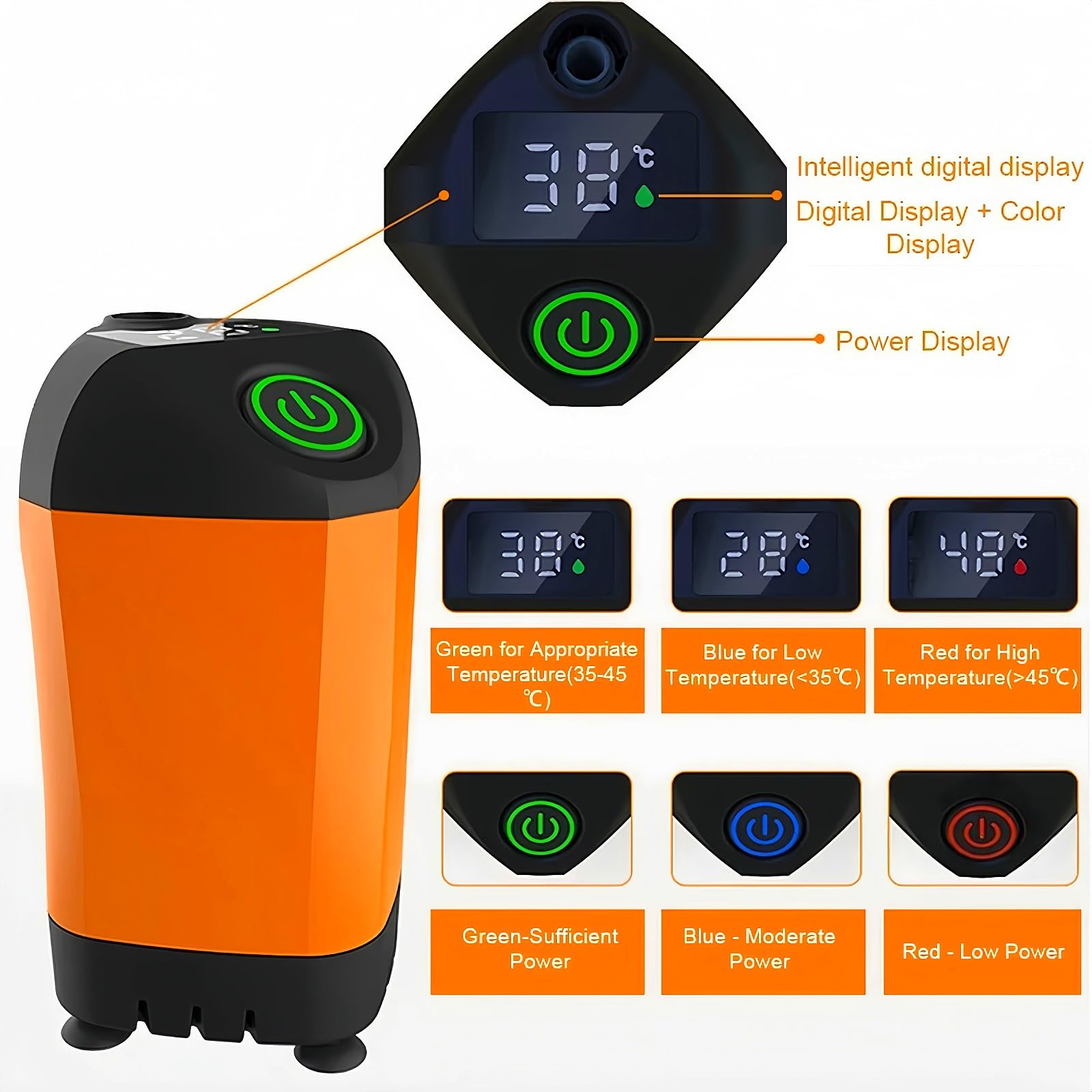 Fay Bless Przenośny prysznic na kemping, 4500 mAh, akumulator kempingowy z inteligentnym wyświetlaczem temperatury LED, wodoodporny zestaw prysznicowy IPX7, do wędrówek, podróży, samochodu, zwierząt