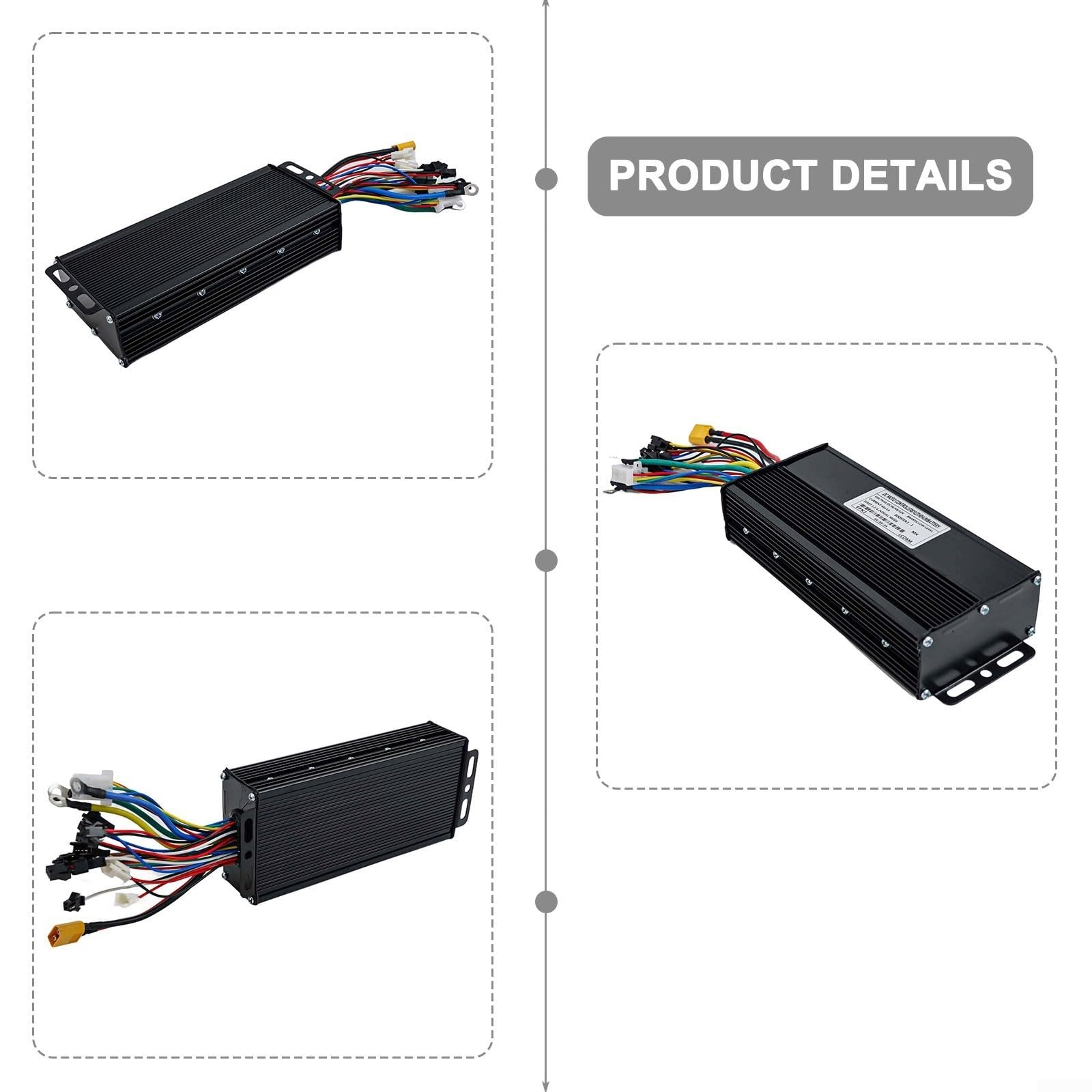 Controlador sin escobillas E-Bike 36V-52V 1500W/2000W inteligente de 3 modos de onda sinusoidal aleación de aluminio 40A control de motor de bicicleta eléctrica pieza scooter eléctrico