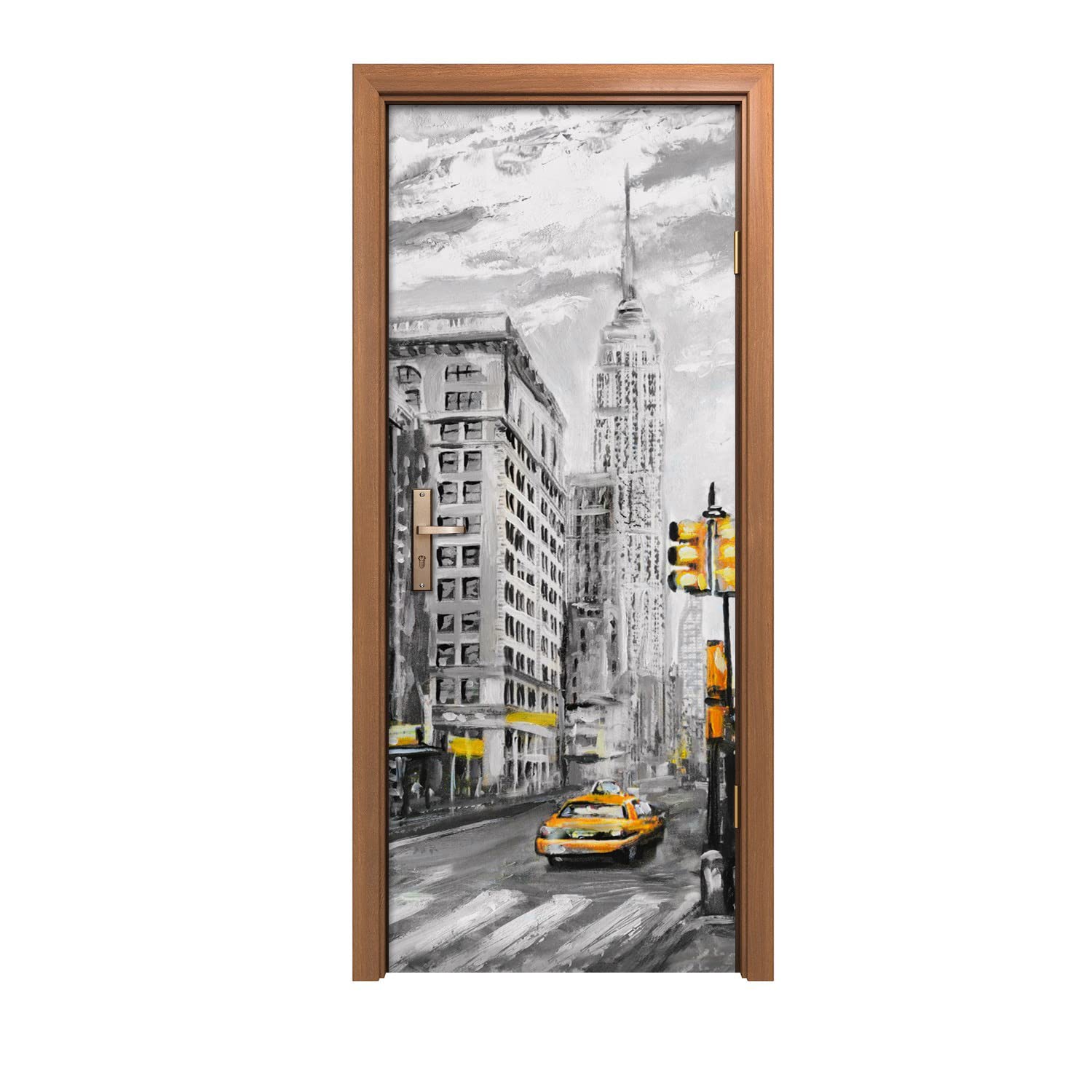 Autocollant de porte 90x200cm sticker mural original déco Pastel de New York Coloray