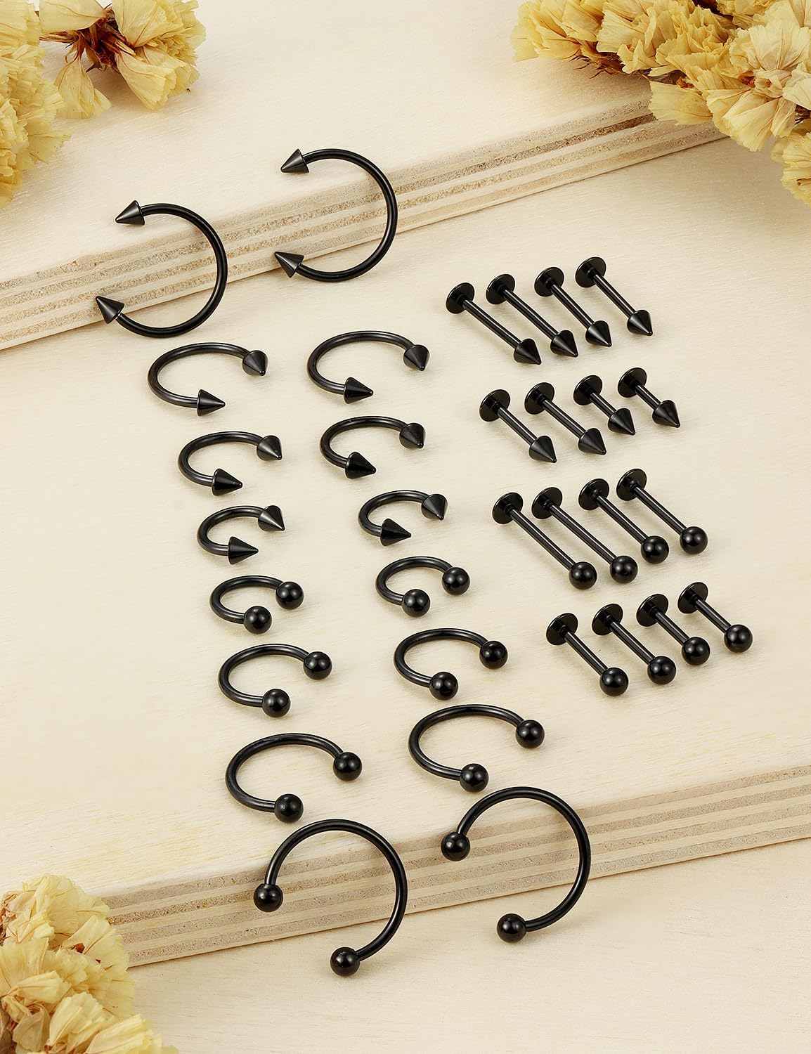 32PCS 16G Lip Rings Surgical Steel Snake Bite Jewelry Labret Jewelry Monroe Lip Barbell Ring Daith Tragus Helix Piercing Jewelry for Women Men 6mm/8mm/10mm/12mm - Image 5