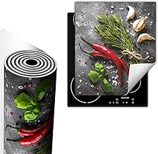 TMK ArtDeko Hob Cover Plate One Piece Hob Cover Induction Hob Ceramic Hob Cover Plate Kitchen Non-Slip Mat Hob Cover Roll Up 45 x 52 cm Spices Chilli Slate