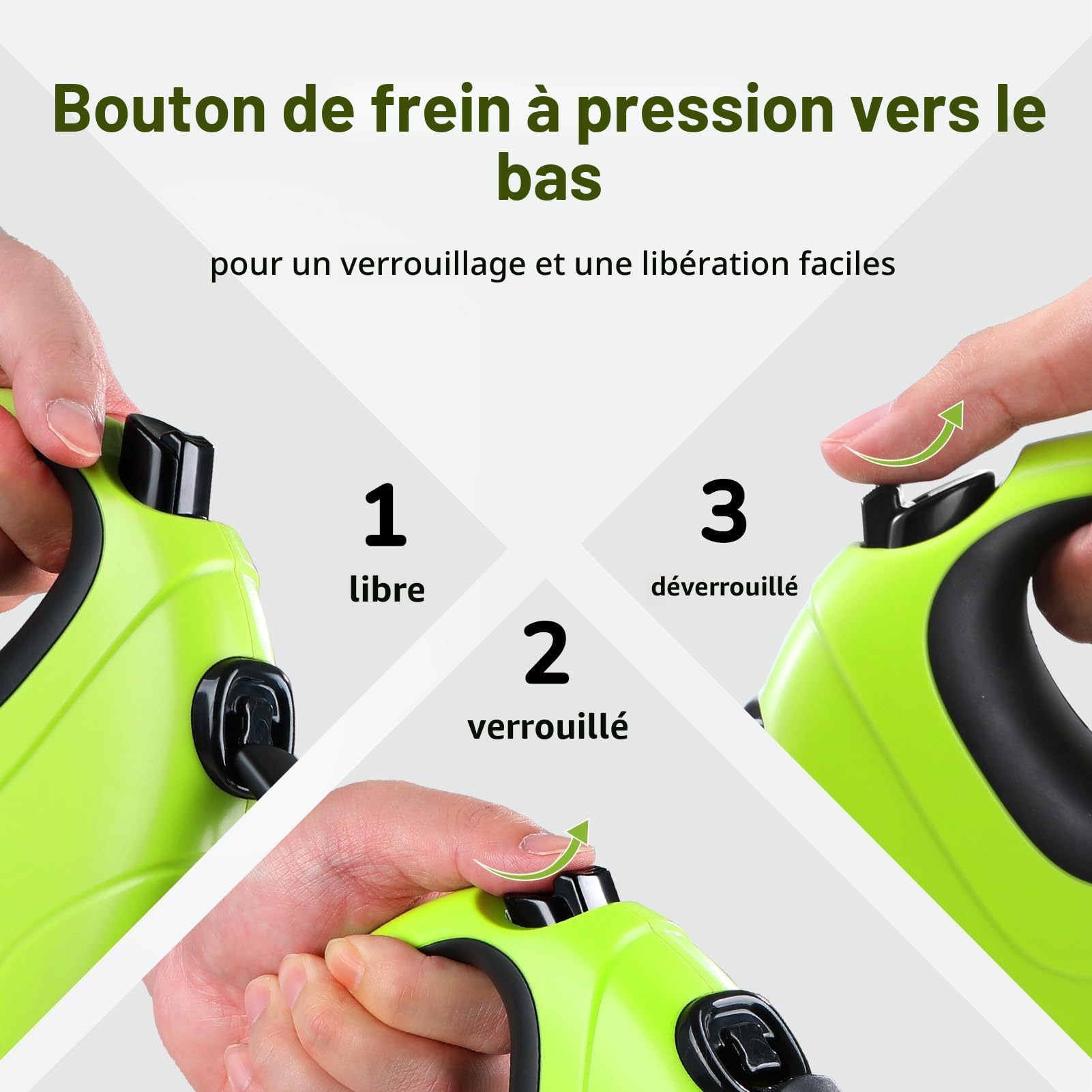 Pecute Laisse rétractable pour Chien avec Support de Sac à déjections Canines, 10 m / 32ft, avec 360 °, Anti-nœuds, poignée antidérapante et Bouton de Frein Rapide, Convient pour Les Chiens pesant